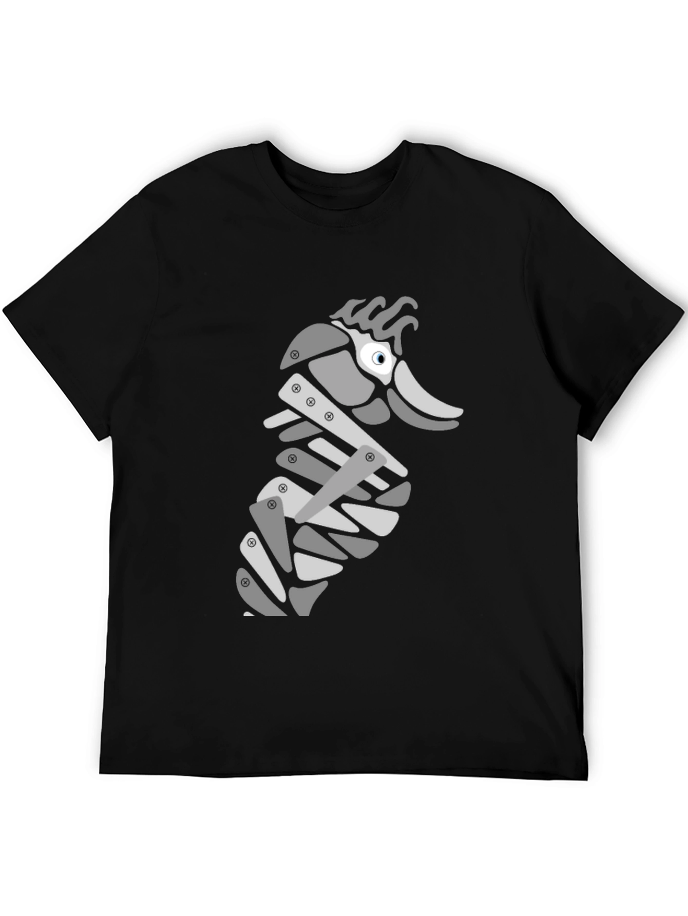 Black Modern Seahorse Graphic Tee - Black view 5