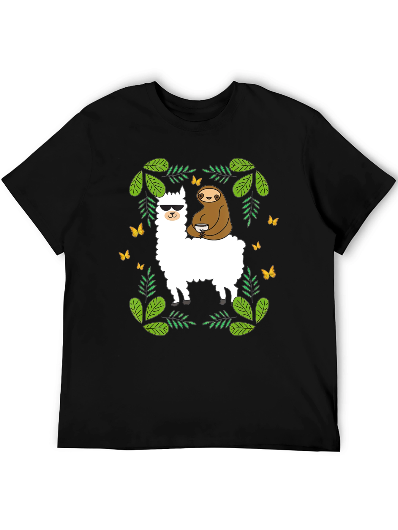 Black Llama Sloth Graphic T-Shirt - Cool & Comfy Tee view 5
