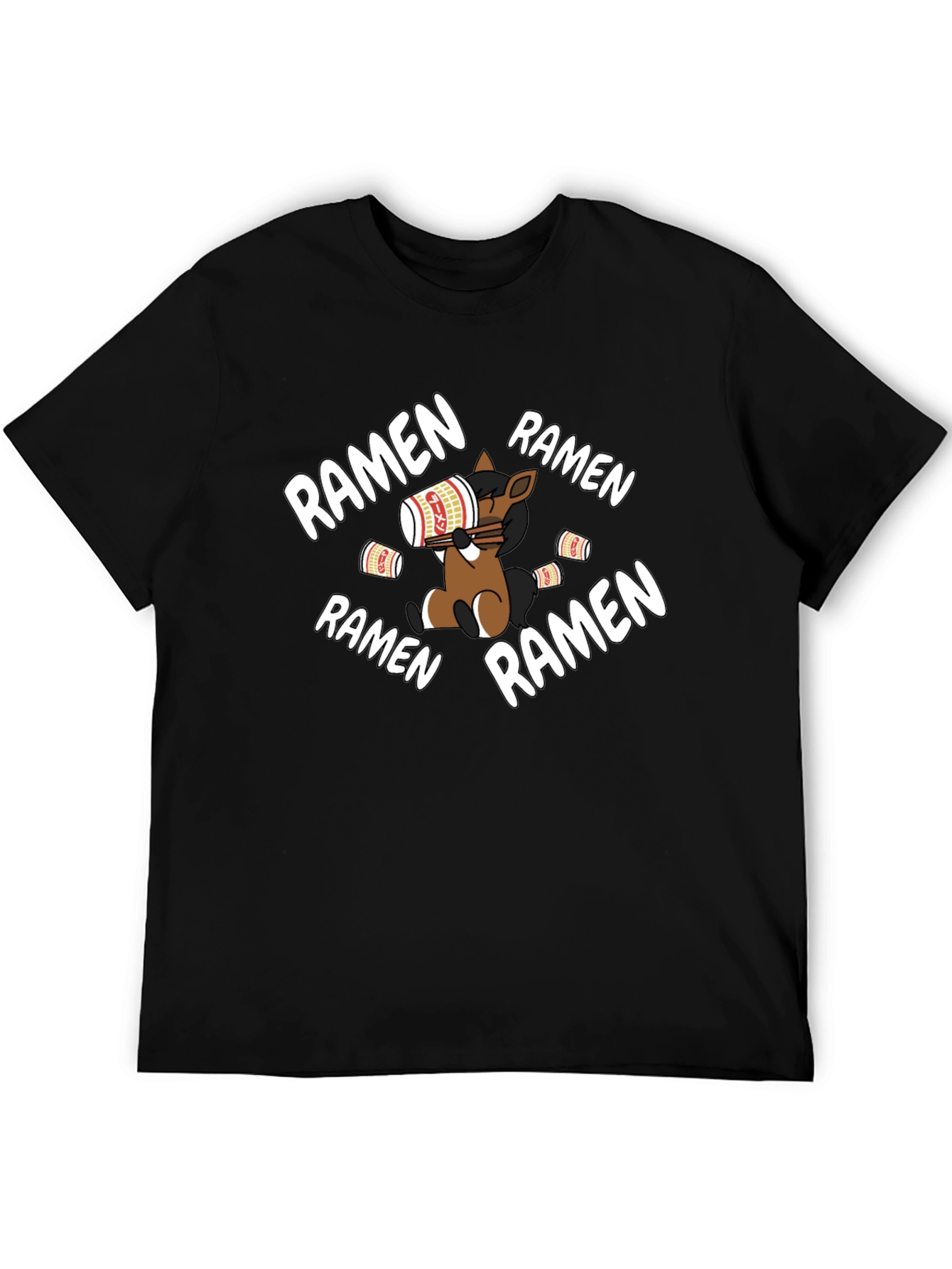 Black Ramen Loving Horse T-Shirt view 5