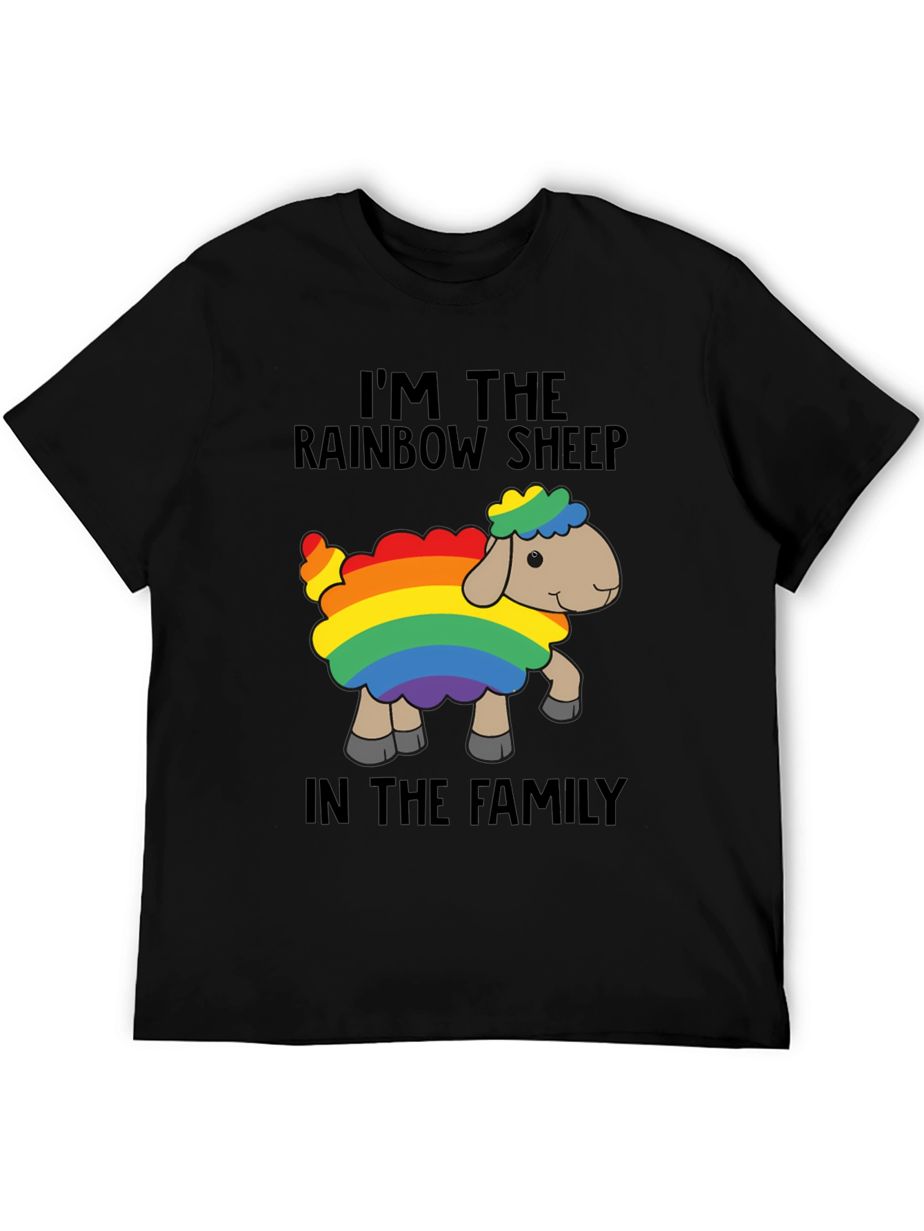 Black Rainbow Sheep T-Shirt - Pride Family Tee view 5