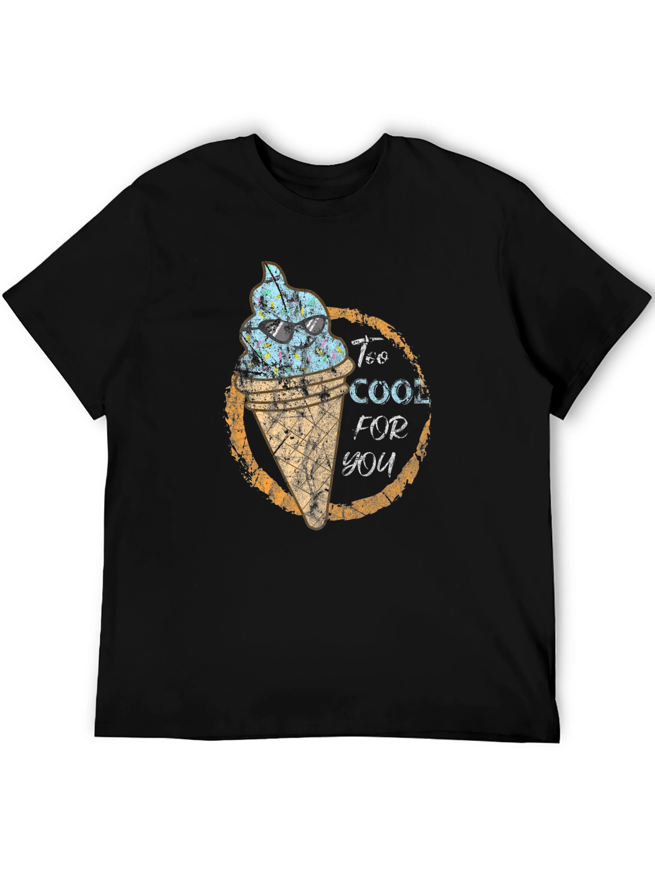 Black Too Cool For You Ice Cream Graphic Tee - Black view 5