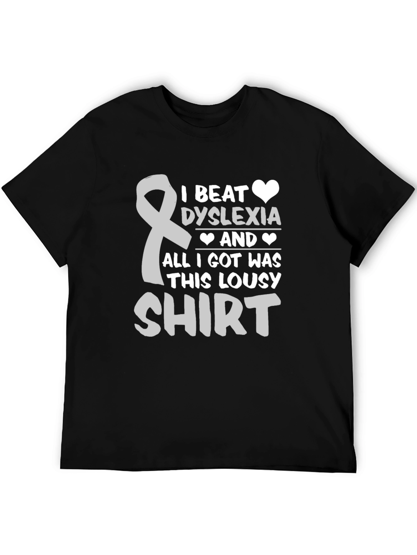 Black Dyslexia Awareness T-Shirt - I Beat Dyslexia Lousy Shirt view 5