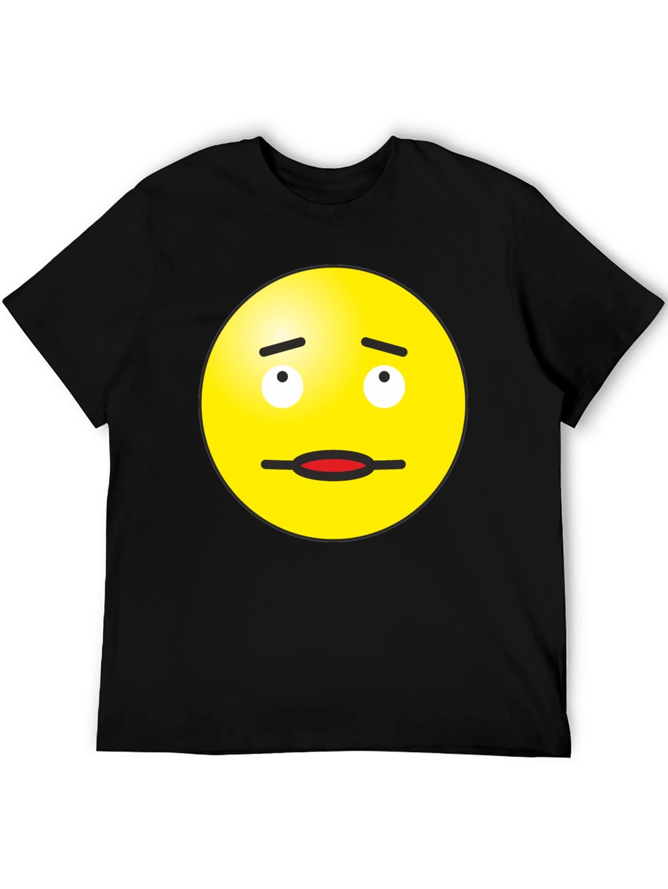 Black Doubtful Emoji Graphic Tee - Black Cotton Blend view 5