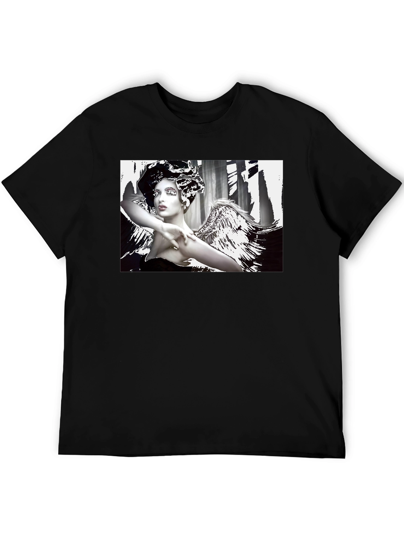 Black Angel Wings Graphic Black Tee - Stylish & Unique view 5