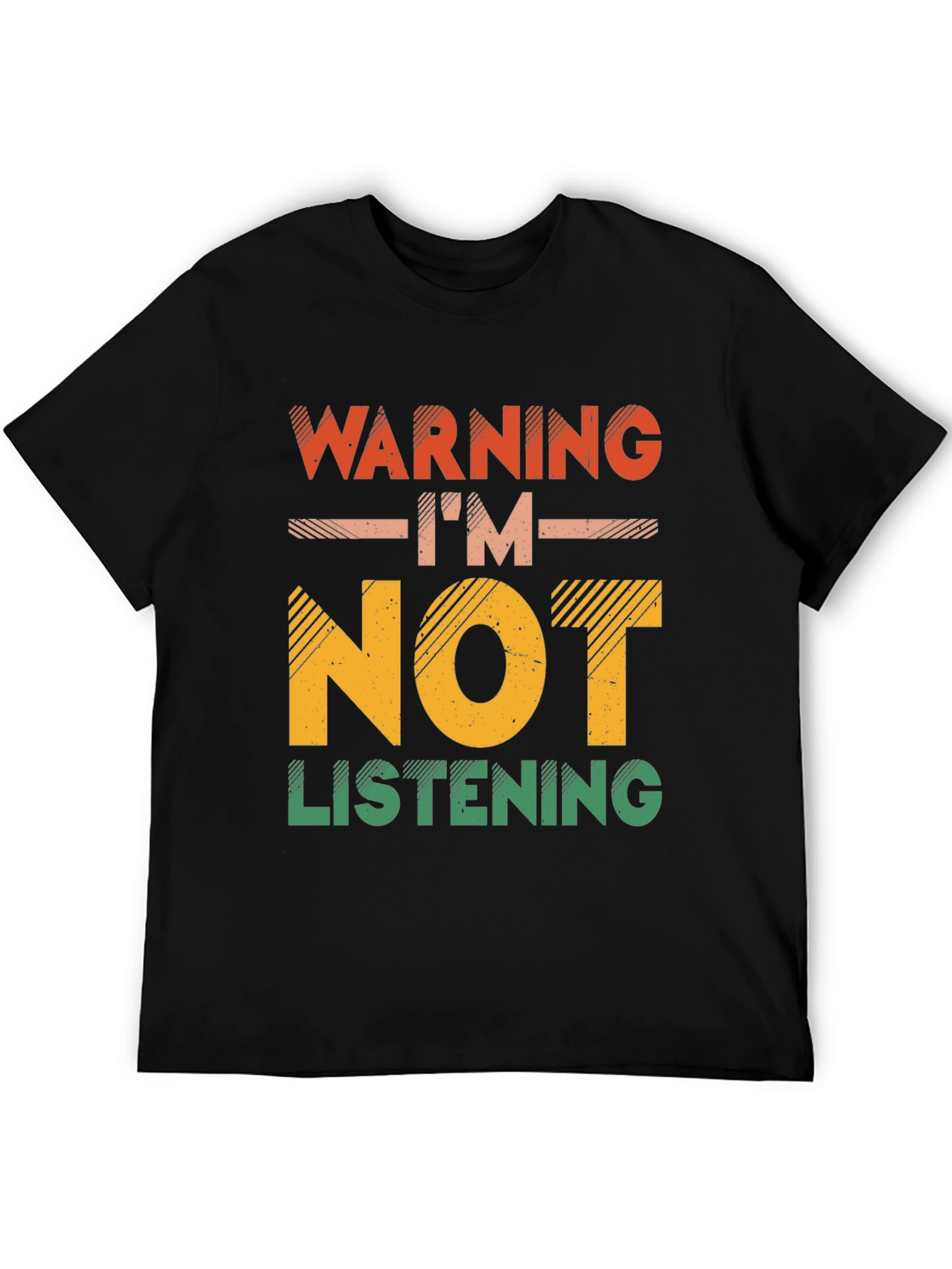 Black Warning I'm Not Listening T-Shirt view 5