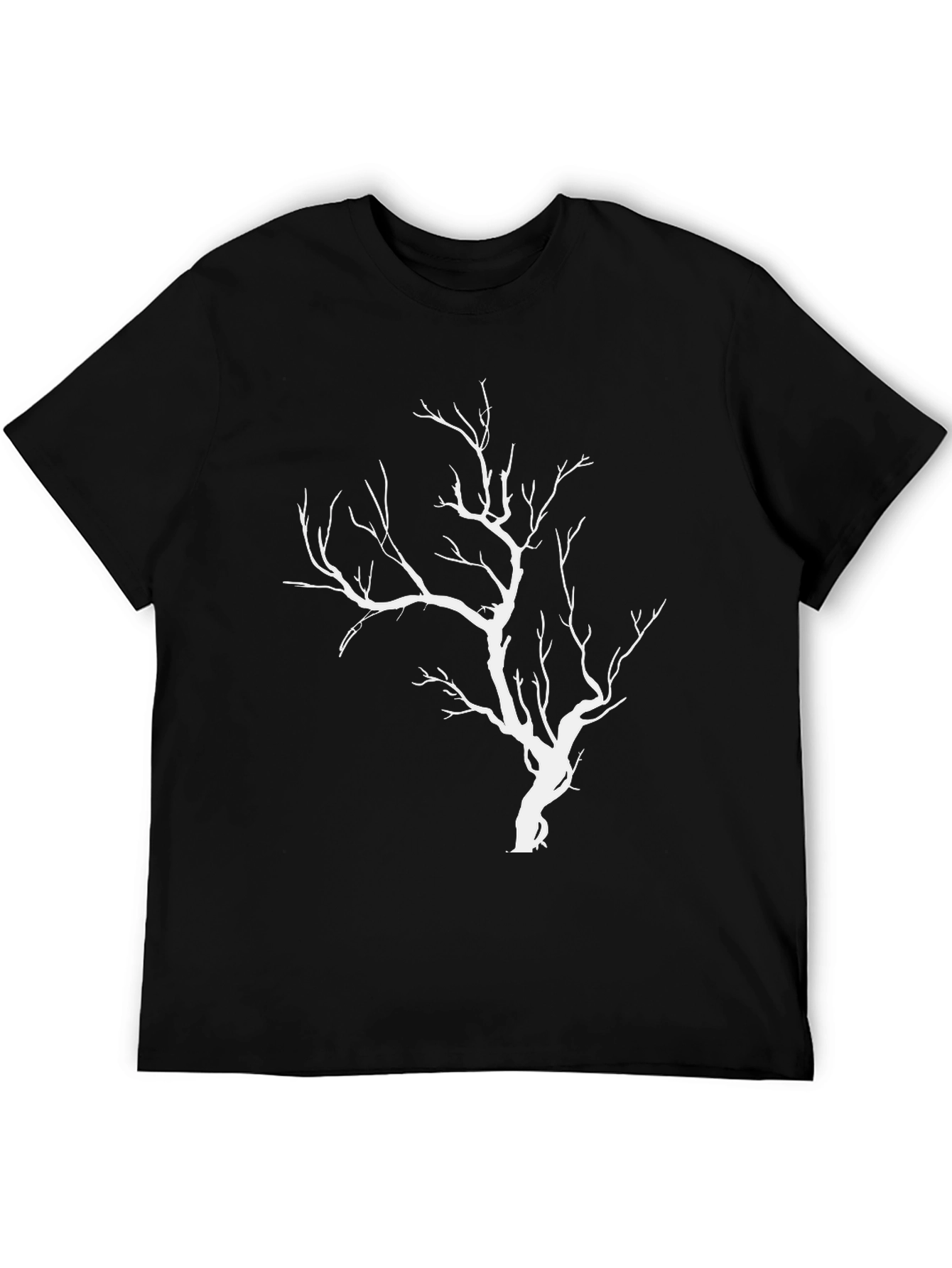 Black Black T-Shirt with White Tree Graphic view 5