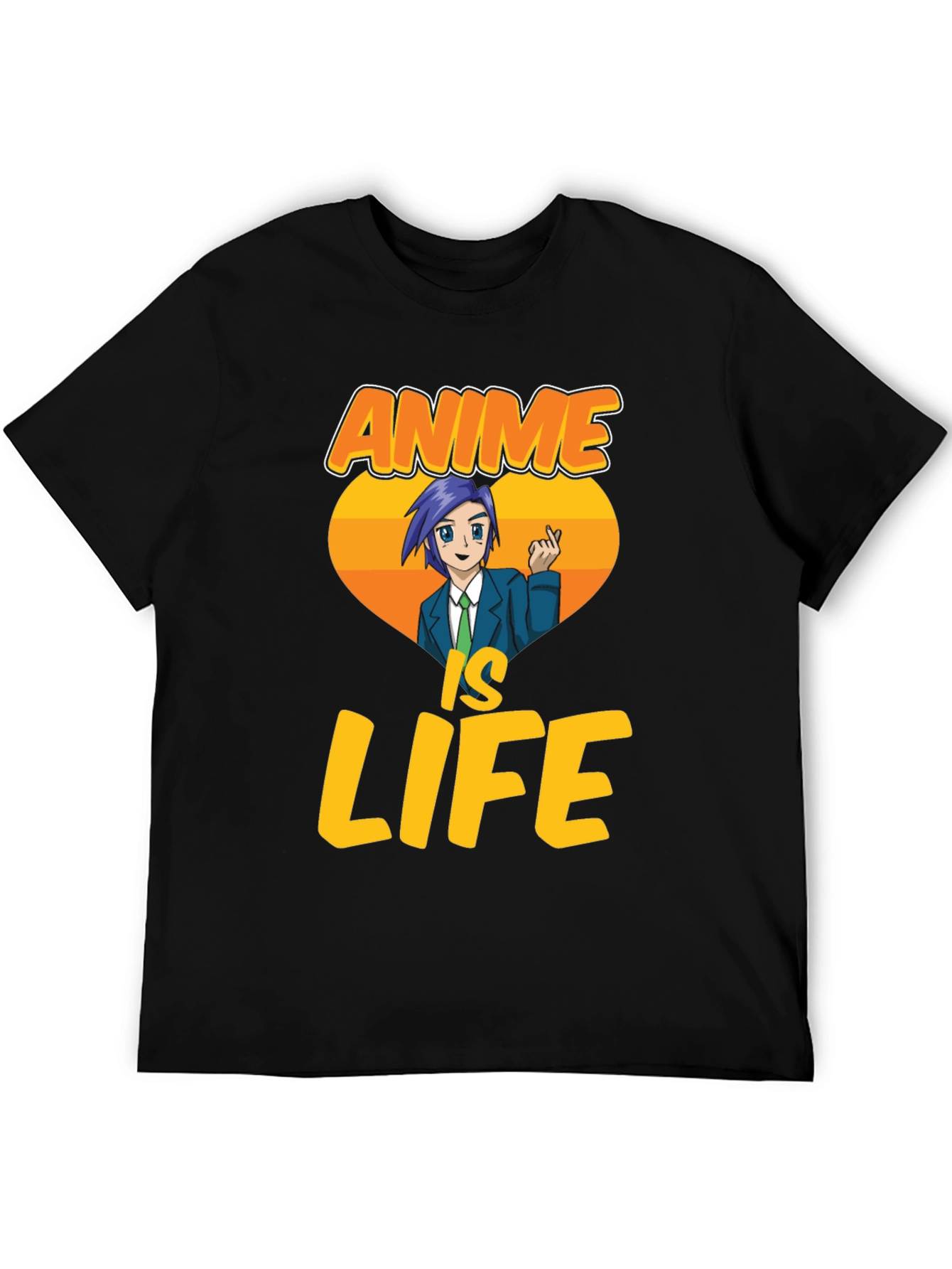 Black Anime Is Life Graphic T-Shirt - Black view 5