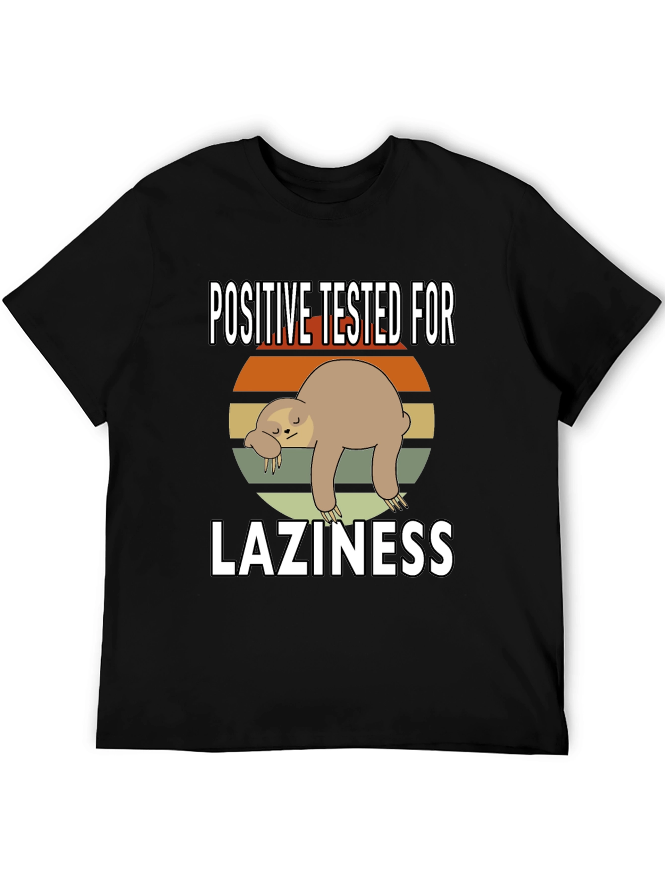 Black Positive Tested for Laziness Sloth Graphic Tee view 5