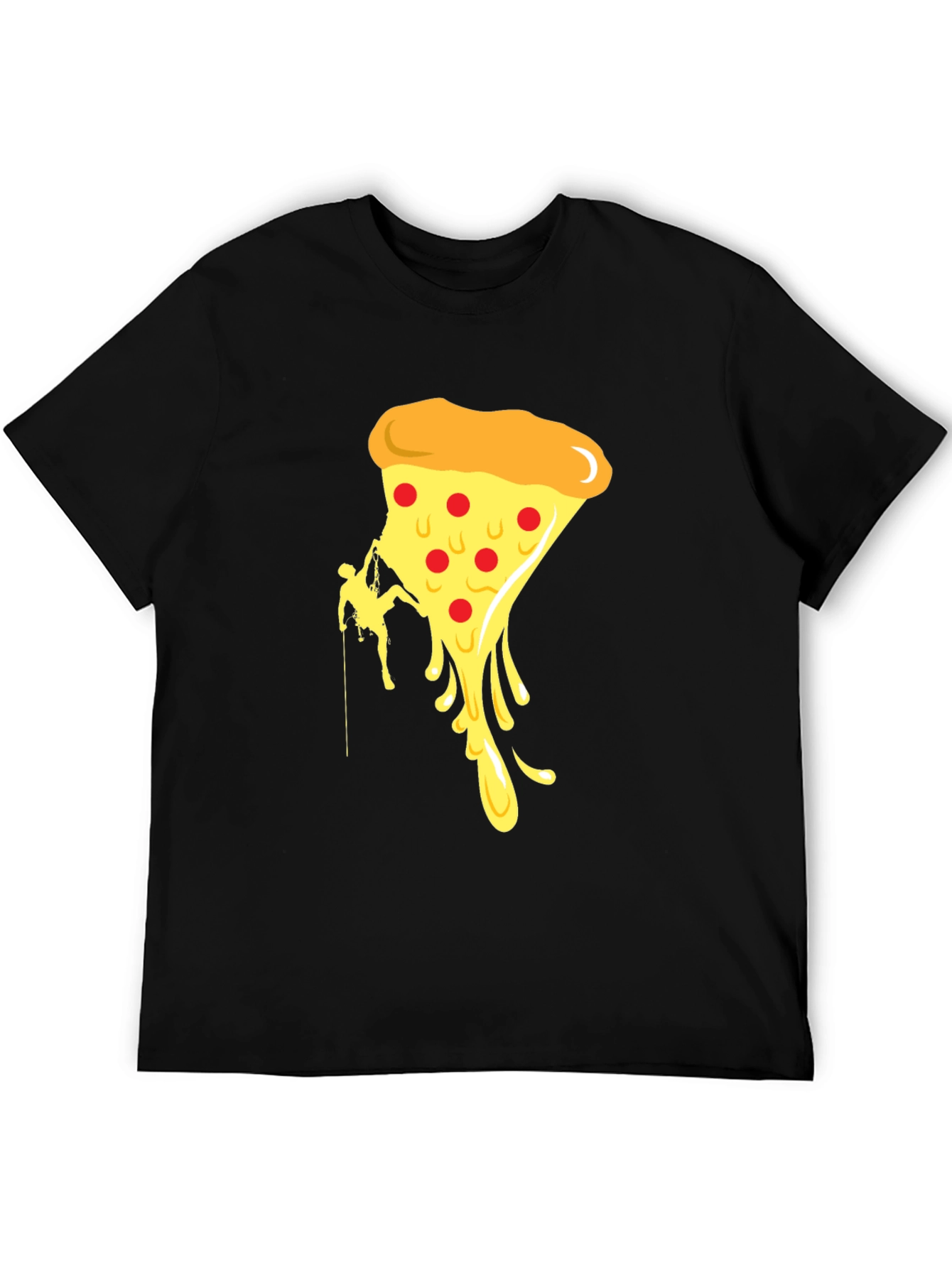 Black Climbing Pizza T-Shirt - Funny Graphic Tee view 5