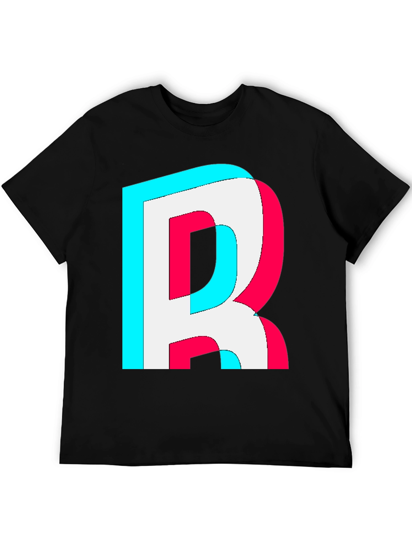 Black Letter "R" Graphic Tee - Trendy 3D Effect view 5
