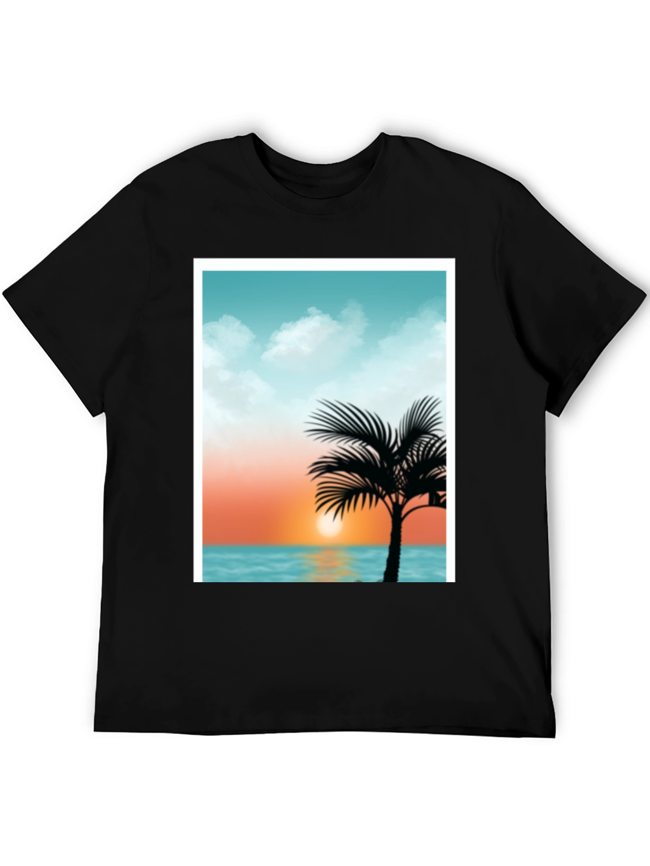 Black Sunset Palm Tee - Tropical Graphic T-Shirt view 5