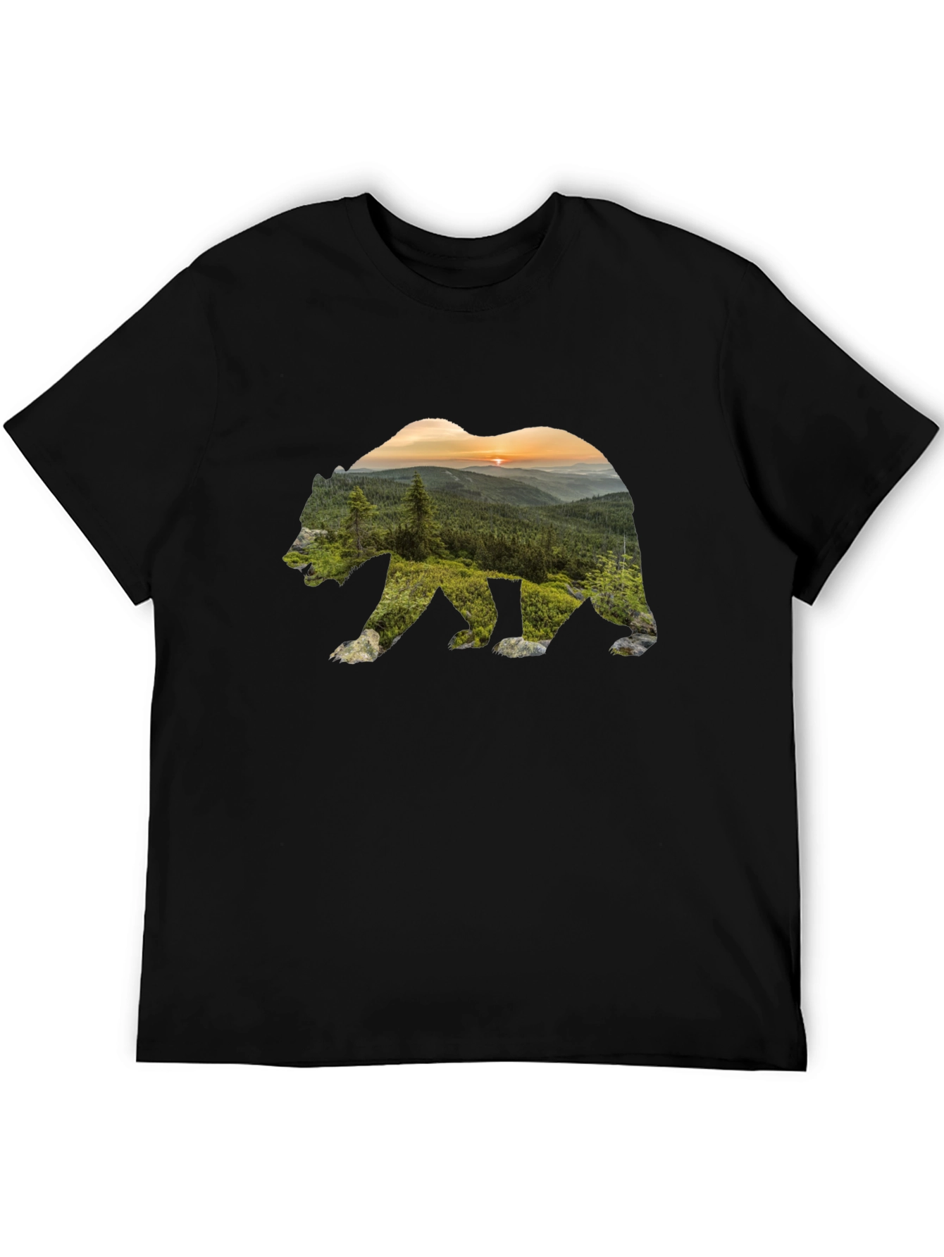 Black Nature Bear Graphic Black T-Shirt view 5