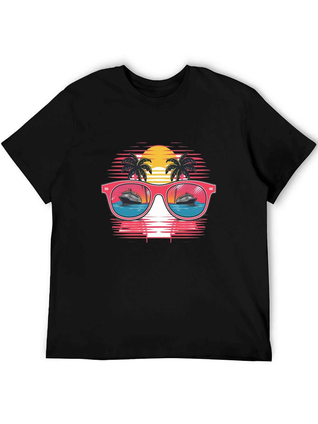 Black Retro Cruise Sunglasses Graphic Tee view 5
