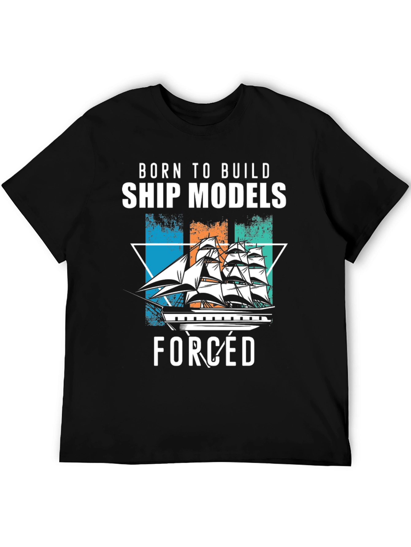Black Born to Build Ship Models T-Shirt view 5