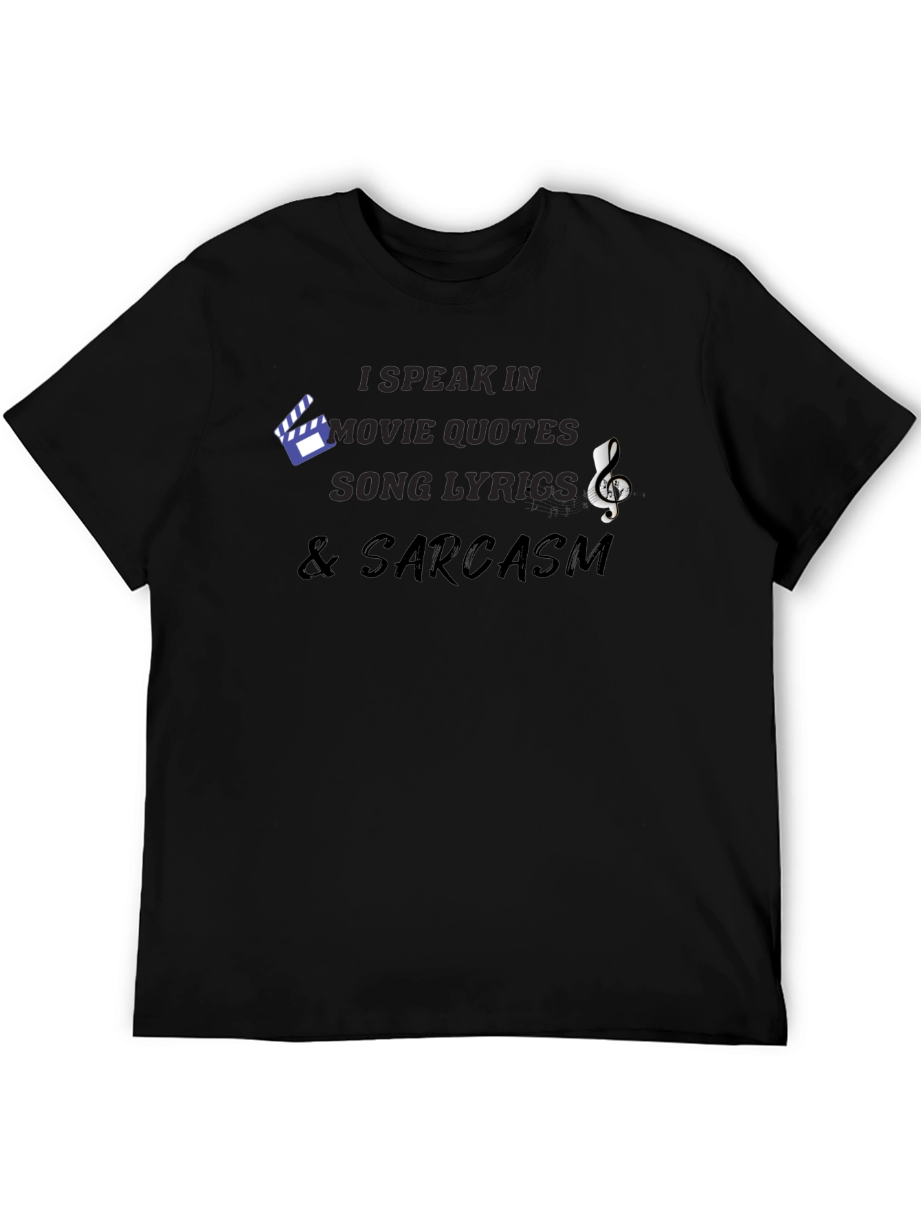 Black Movie Quotes, Lyrics & Sarcasm Black Graphic Tee view 5
