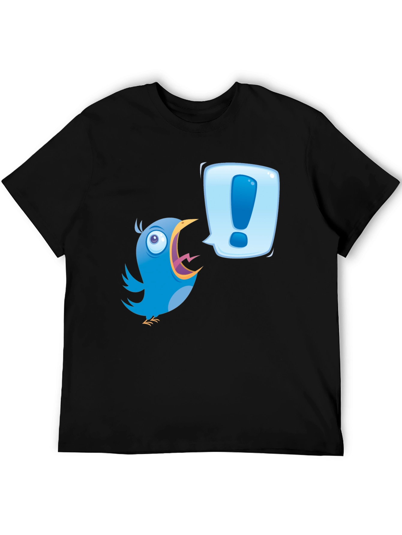 Black Cartoon Bird Exclamation T-Shirt view 5