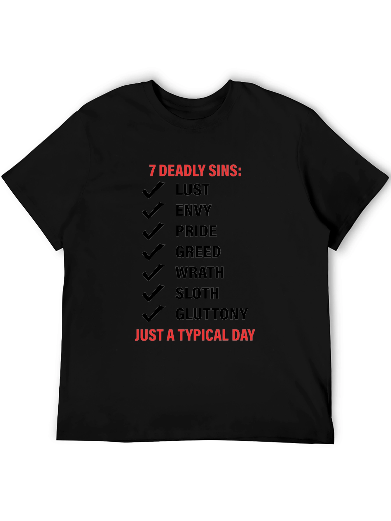 Black 7 Deadly Sins T-Shirt - Typical Day view 5