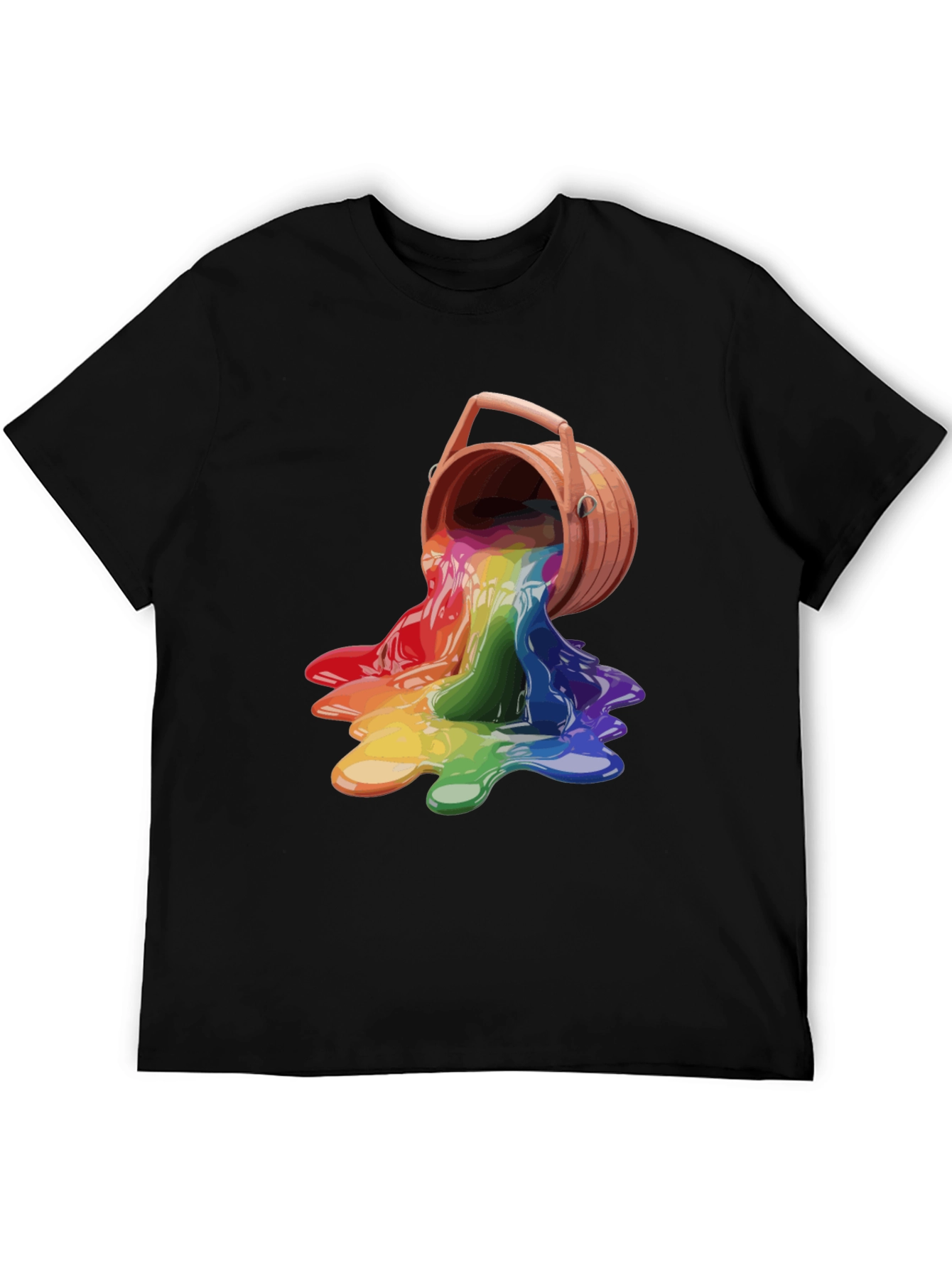 Black Rainbow Paint Bucket Graphic Tee - Casual Cool view 5
