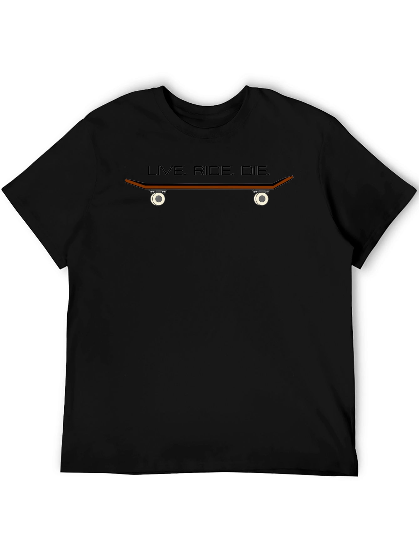 Black Live, Ride, Die Skateboard T-Shirt - Black Crew Neck Tee view 5