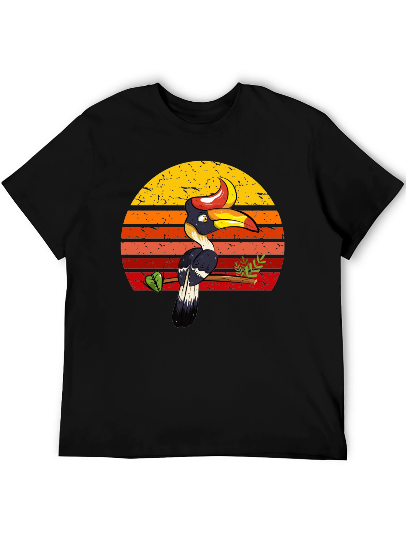 Black Tropical Toucan Sunset Graphic Tee - Unique Design view 5
