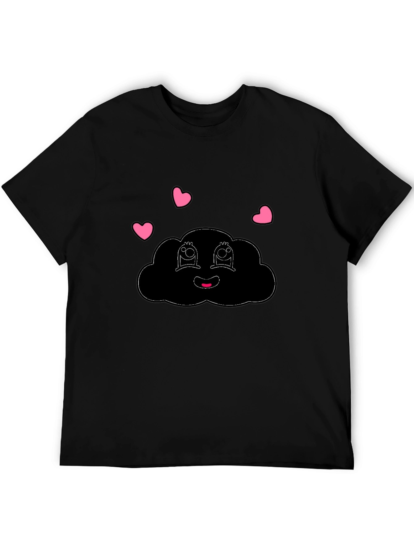 Black Cute Cloud Graphic Black T-Shirt view 5