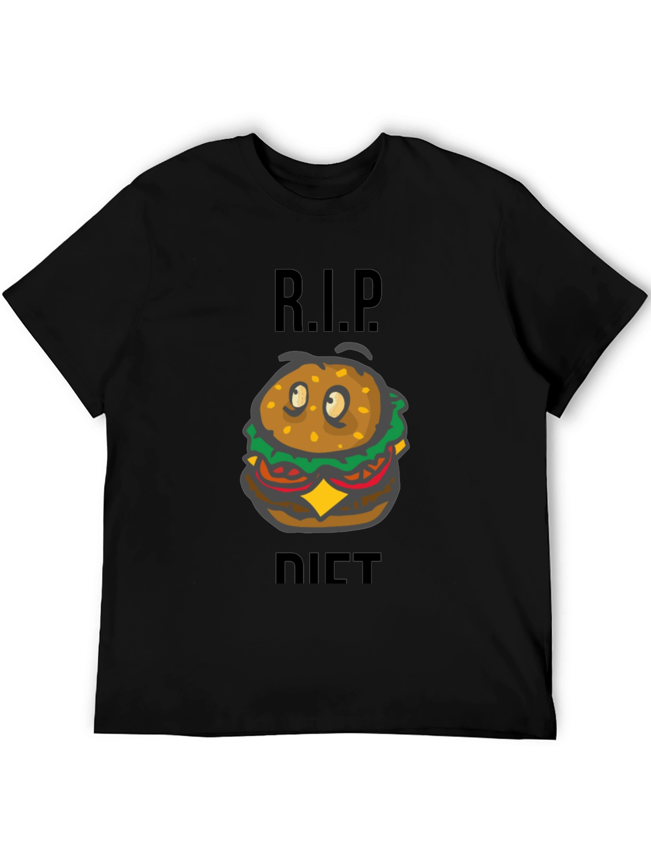 Black R.I.P. Diet Cartoon Burger Graphic Tee - Black view 5