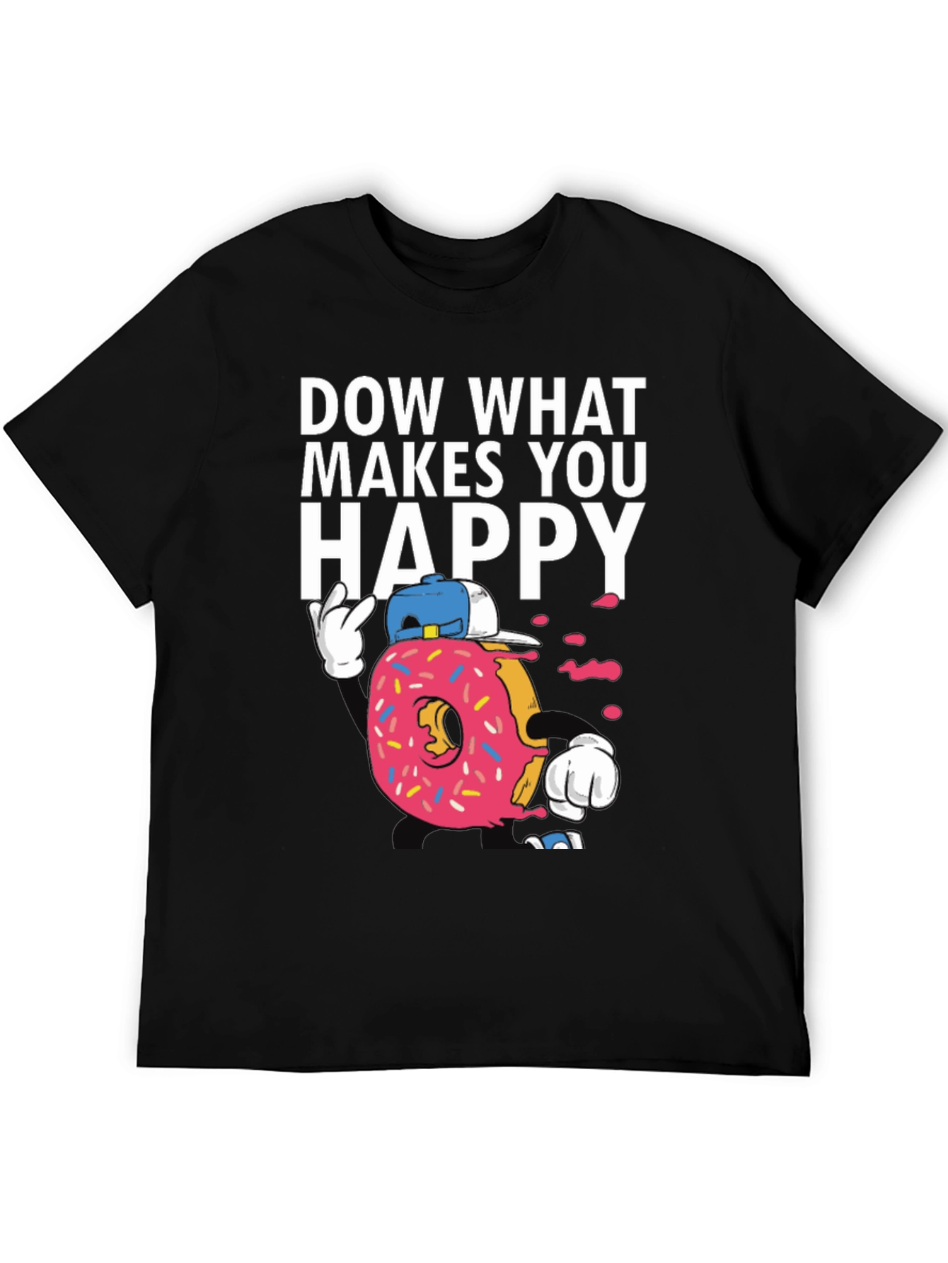 Black Funny Donut Graphic T-Shirt - Do What Makes You Happy view 5