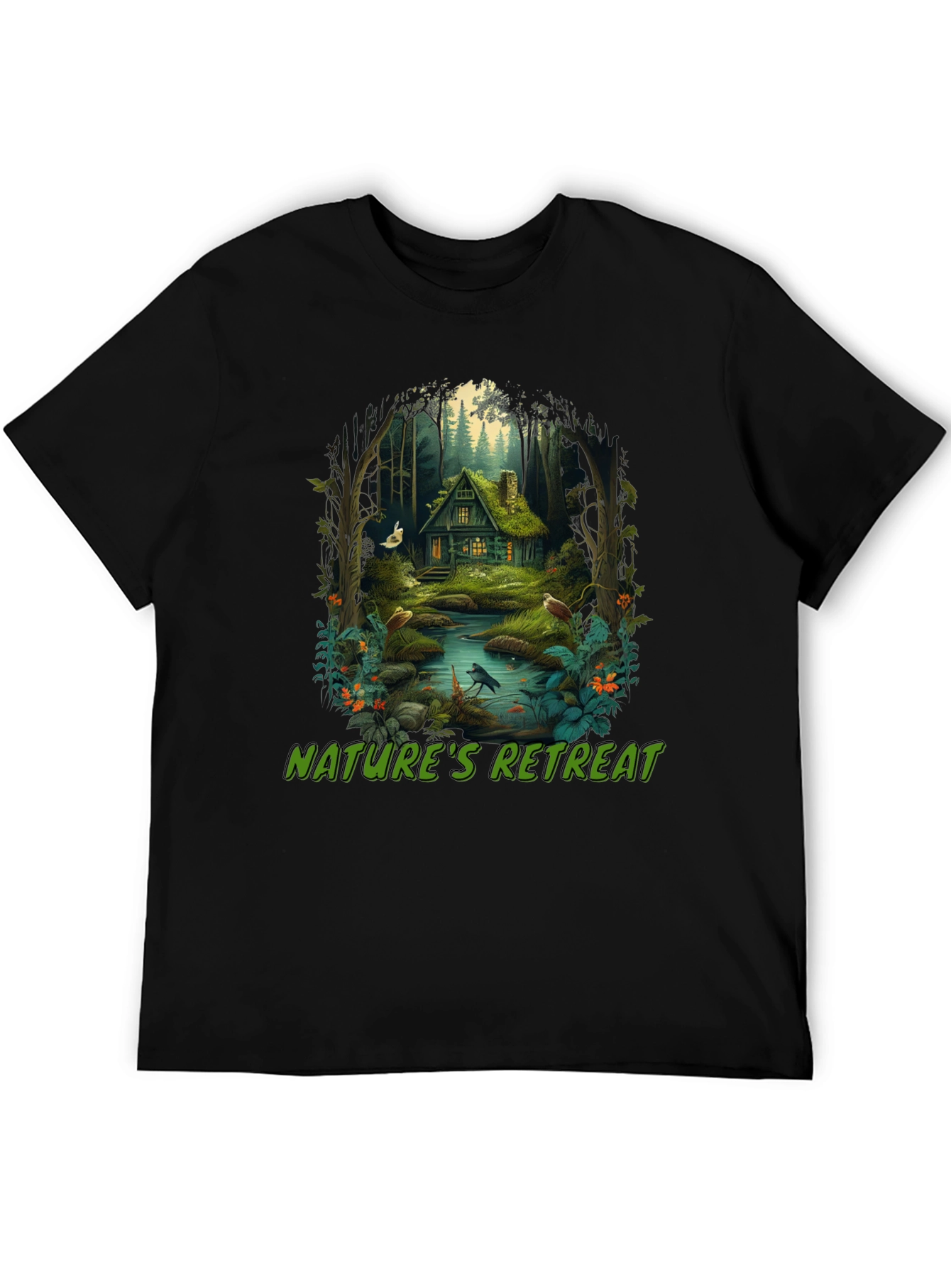 Black Nature's Retreat Graphic Tee - Cottagecore Style view 5