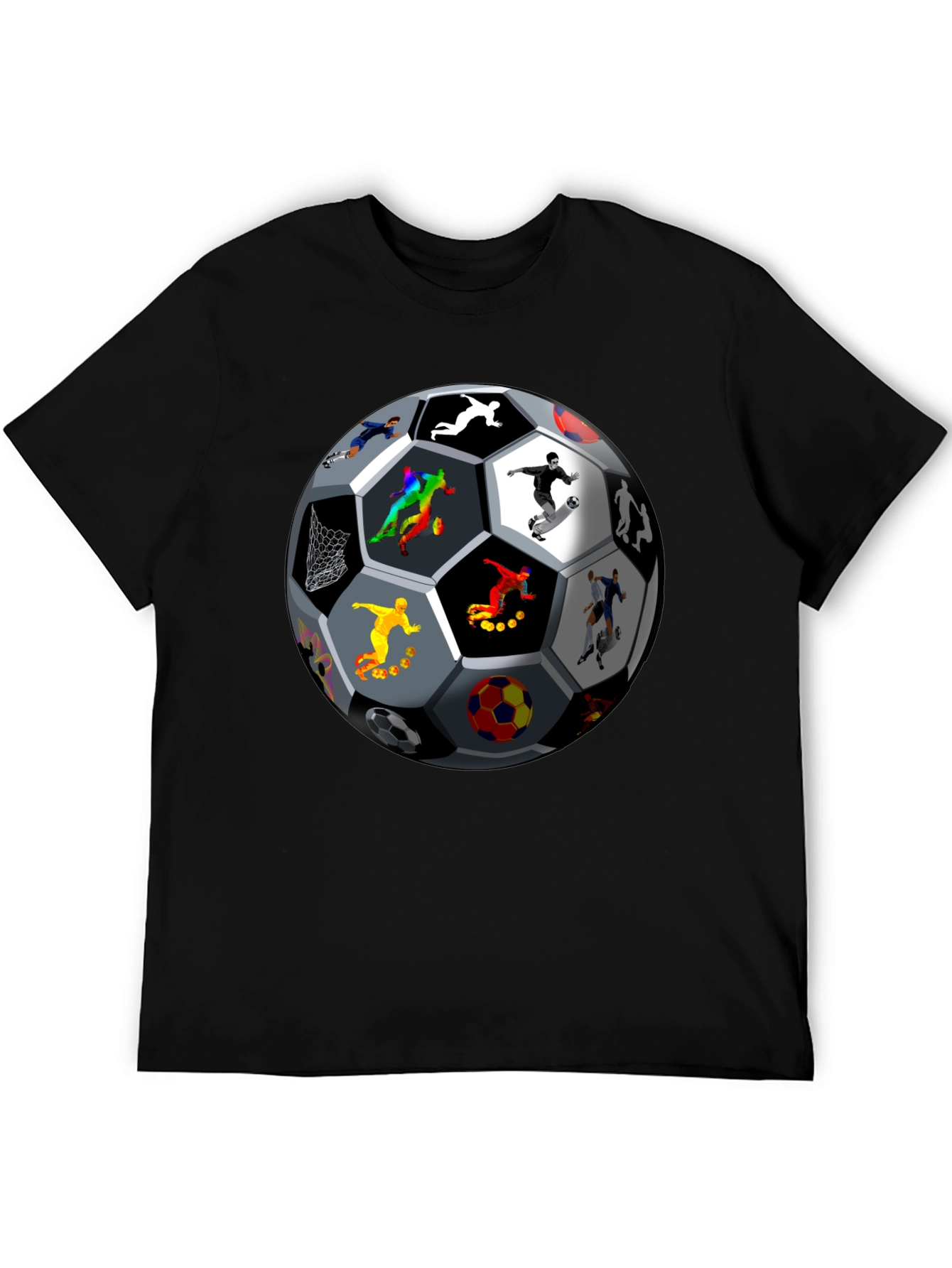 Black Soccer Ball Players Graphic T-Shirt view 5