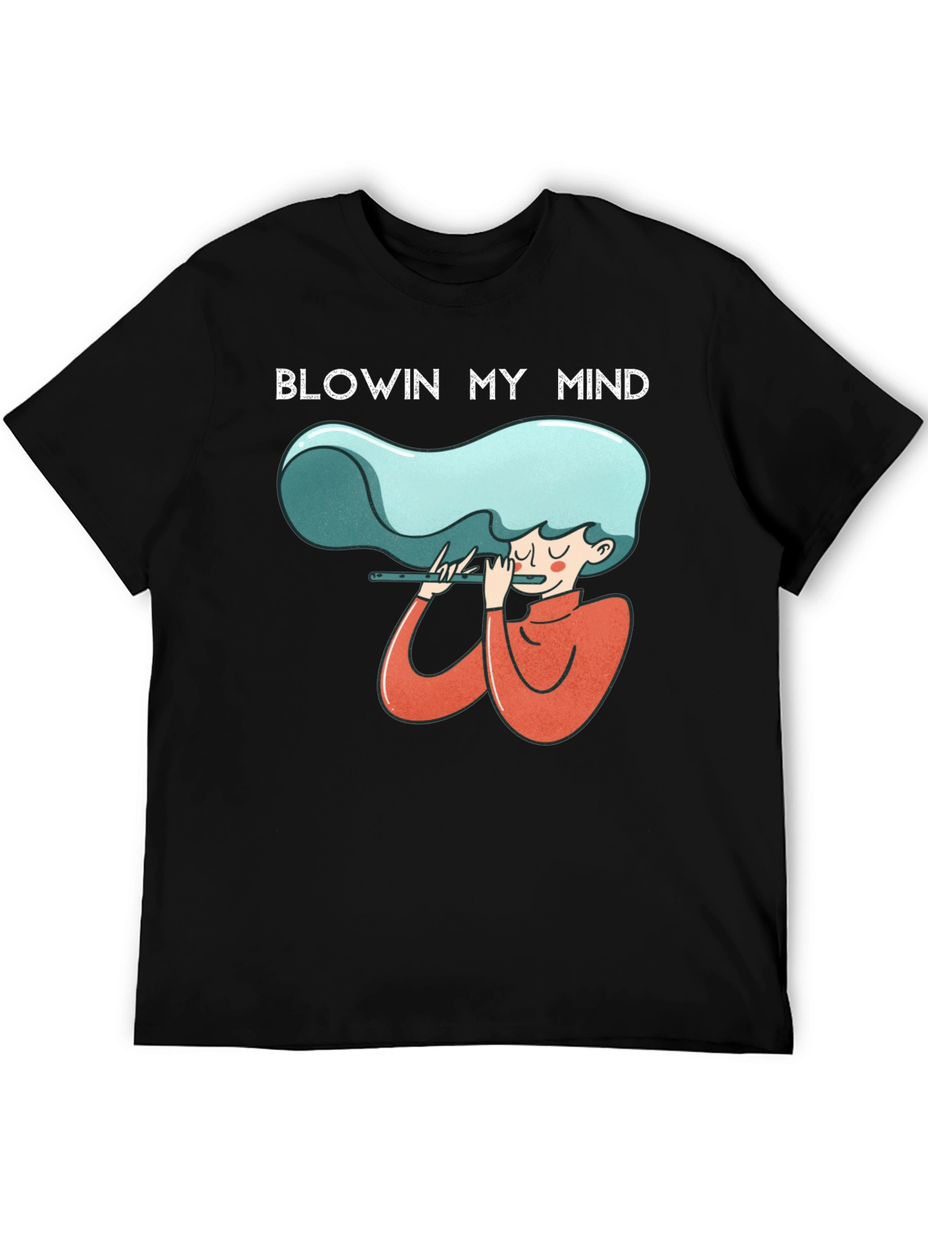 Black Blowin My Mind Flute Player Graphic Tee - Unisex view 5
