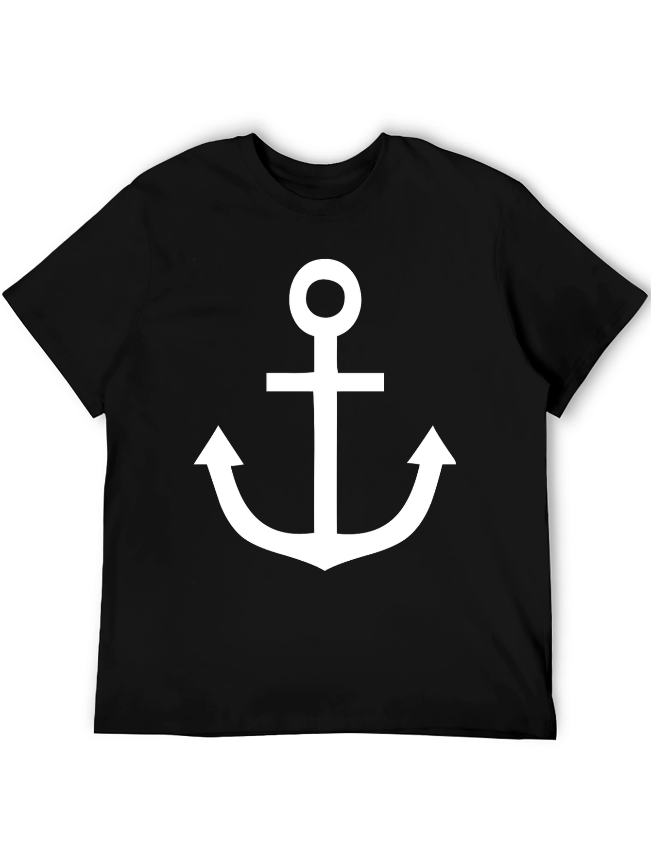 Black Nautical Anchor Graphic T-Shirt - Classic Black Cotton Tee view 5
