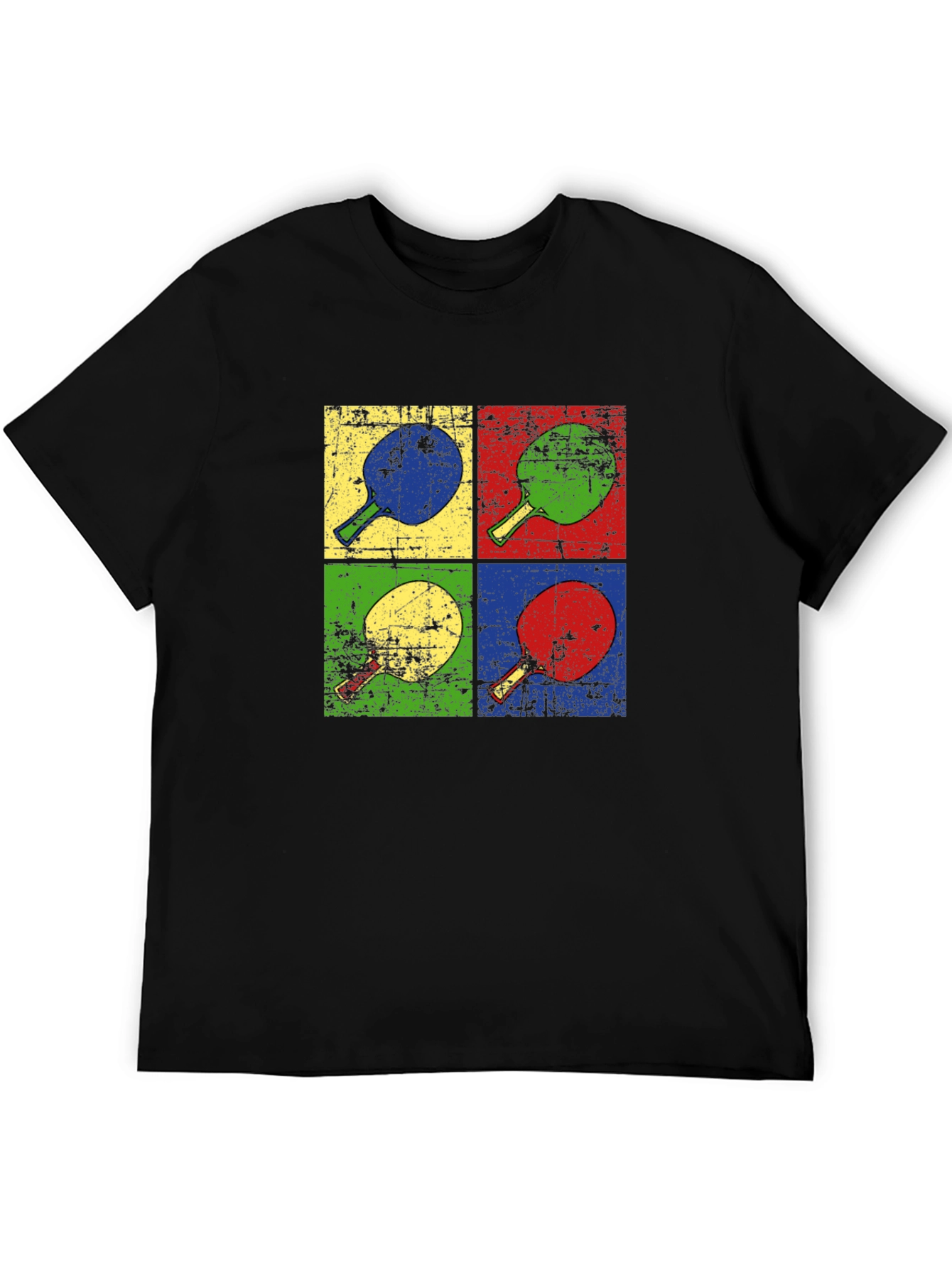 Black Retro Pop Art Ping Pong Paddle T-Shirt view 5