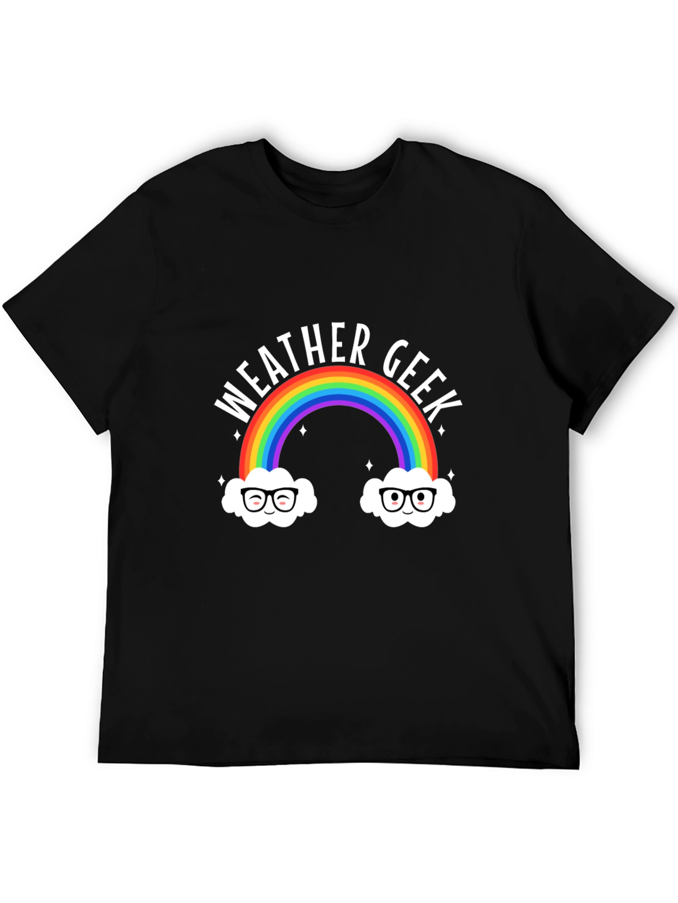 Black Weather Geek Rainbow T-Shirt - Funny Graphic Tee view 5