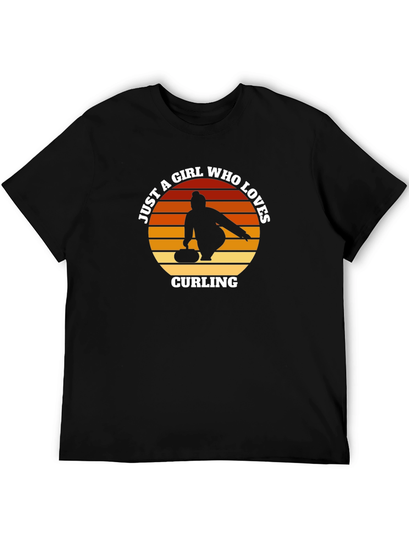 Black Curling Girl T-Shirt - Just A Girl Who Loves Curling Tee view 5