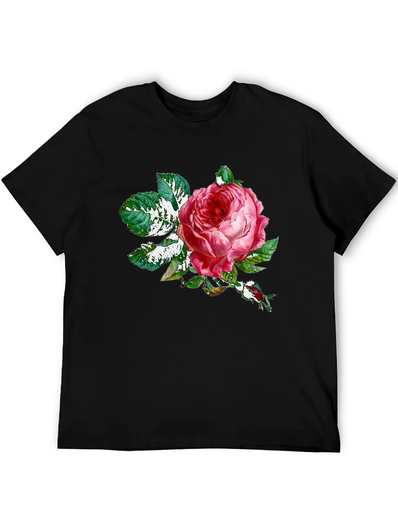 Black Rose Graphic Tee - Black Cotton T-Shirt view 5