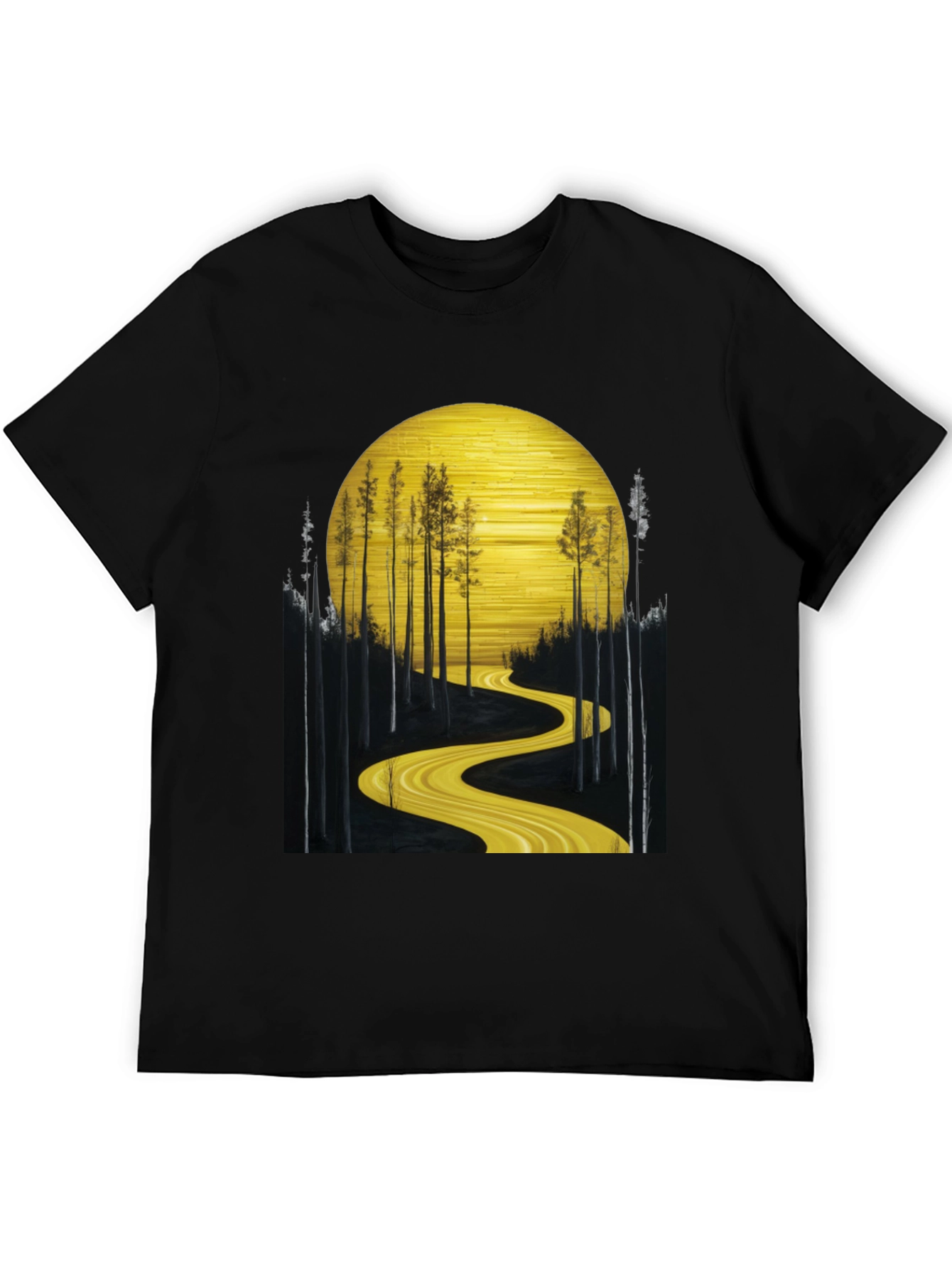 Black Golden Road Forest Graphic Tee view 5