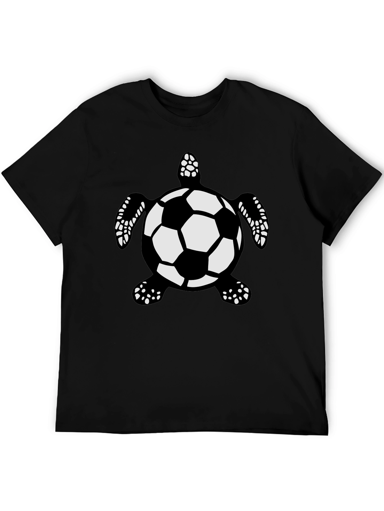 Black Soccer Ball Turtle Black T-Shirt view 5