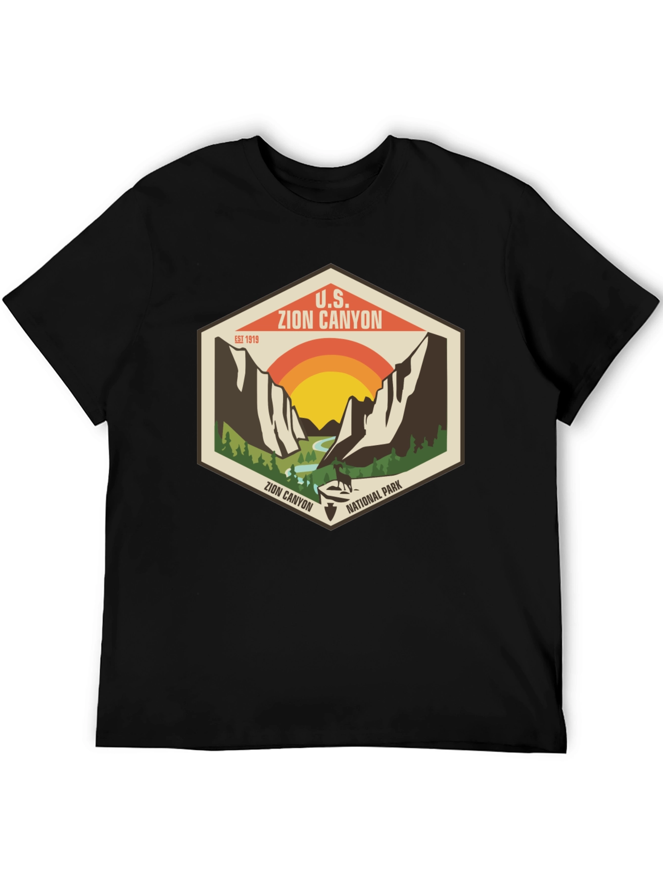 Black Zion Canyon National Park Graphic Tee view 5