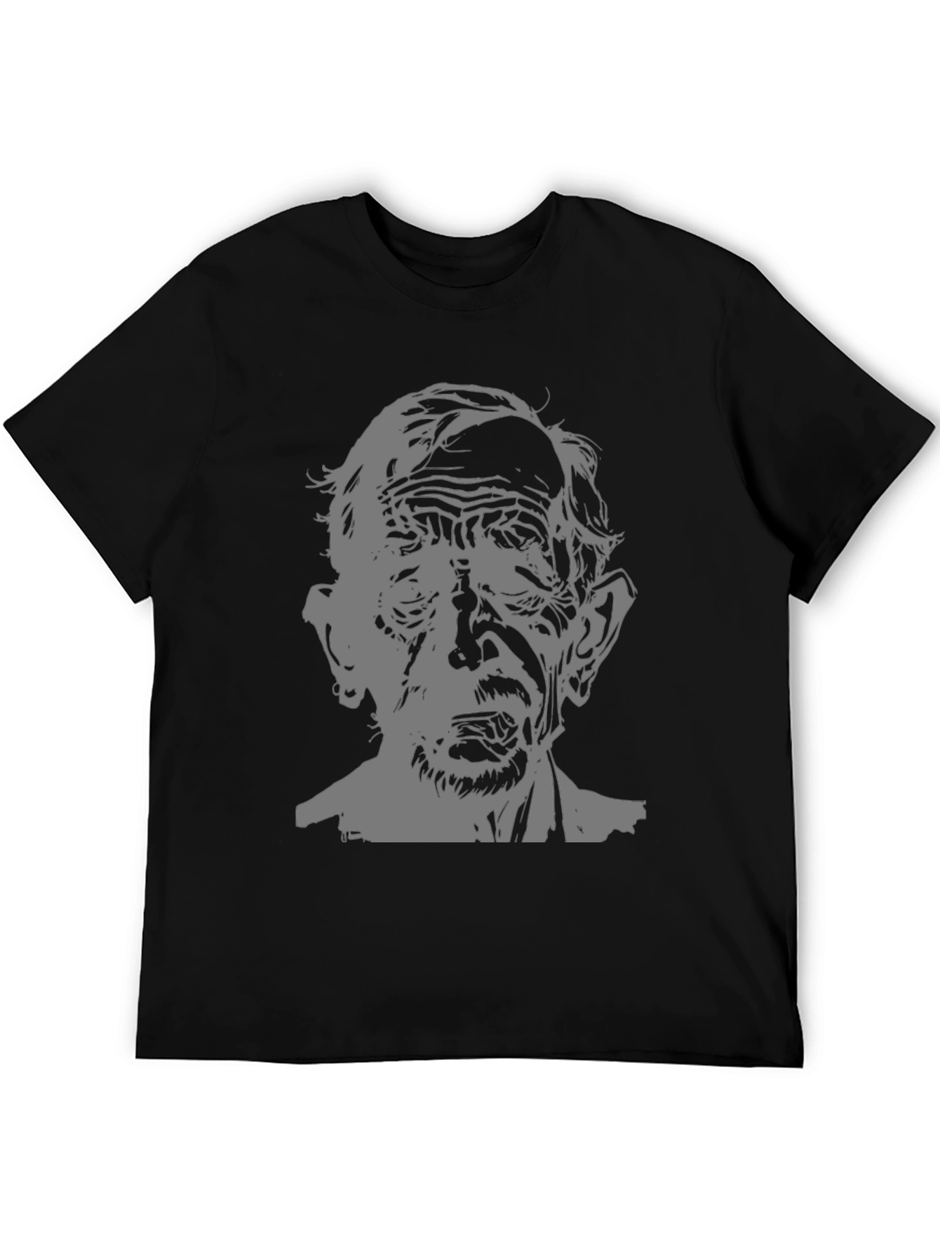 Black Creepy Old Man Graphic T-Shirt - Black Tee view 5