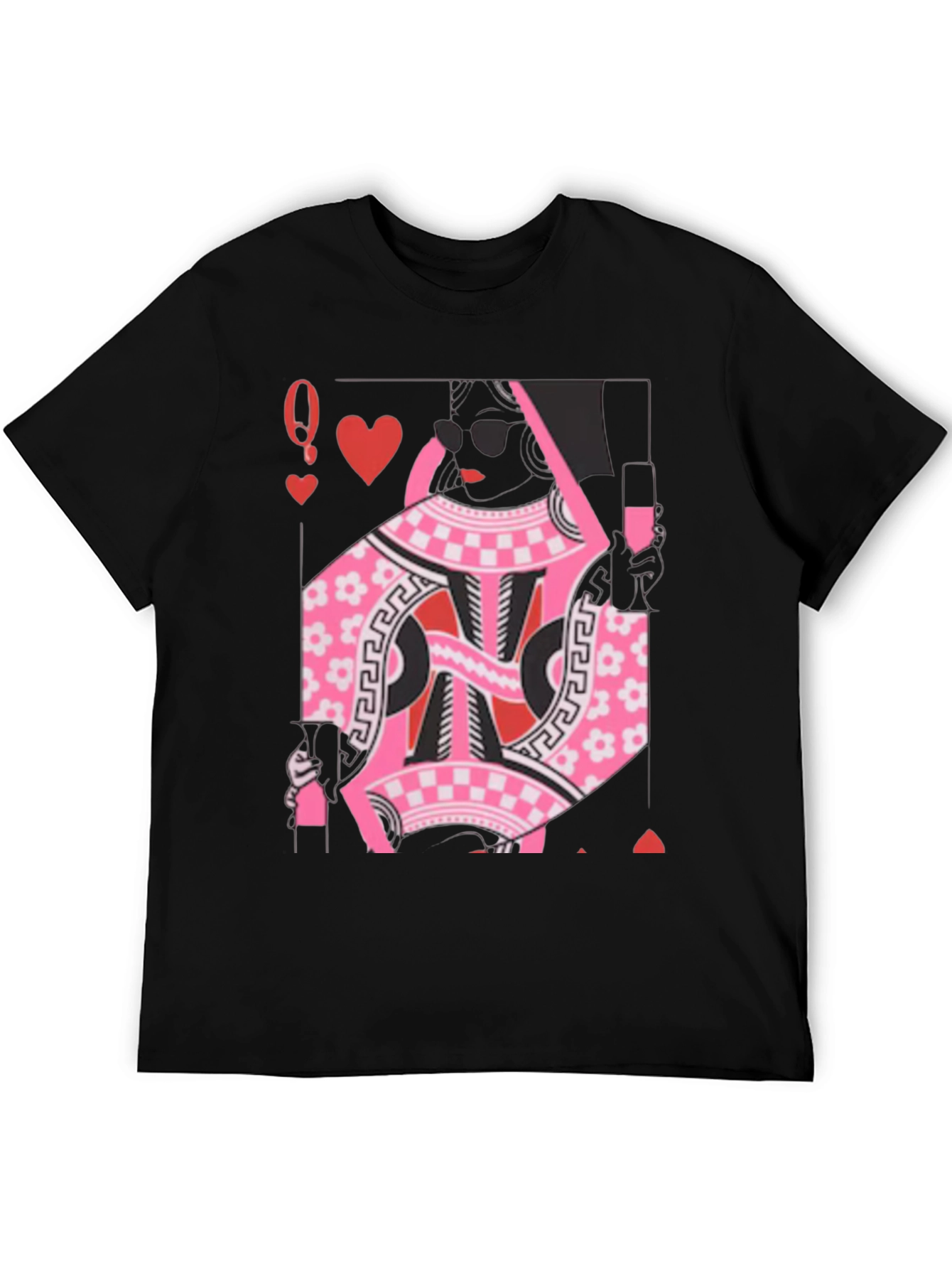 Black Queen of Hearts Graphic Tee - Stylish Card Design view 5