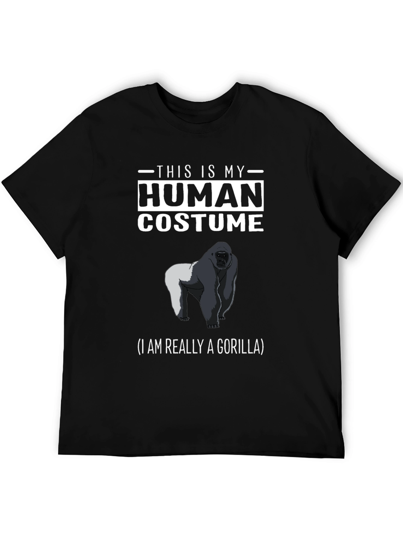 Black Human Costume Gorilla T-Shirt - Funny Animal Tee view 5