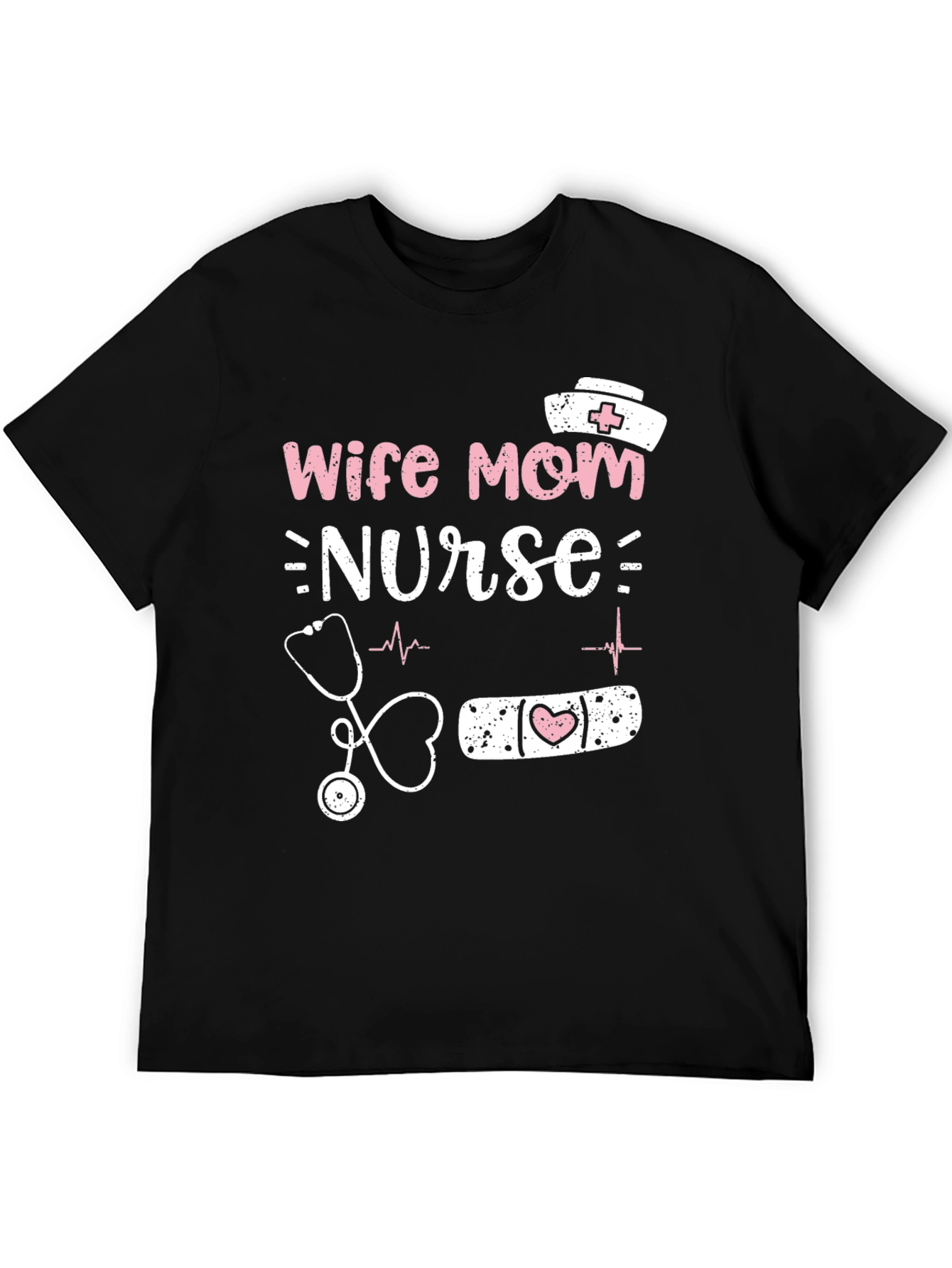 Black Wife Mom Nurse Graphic T-Shirt view 5