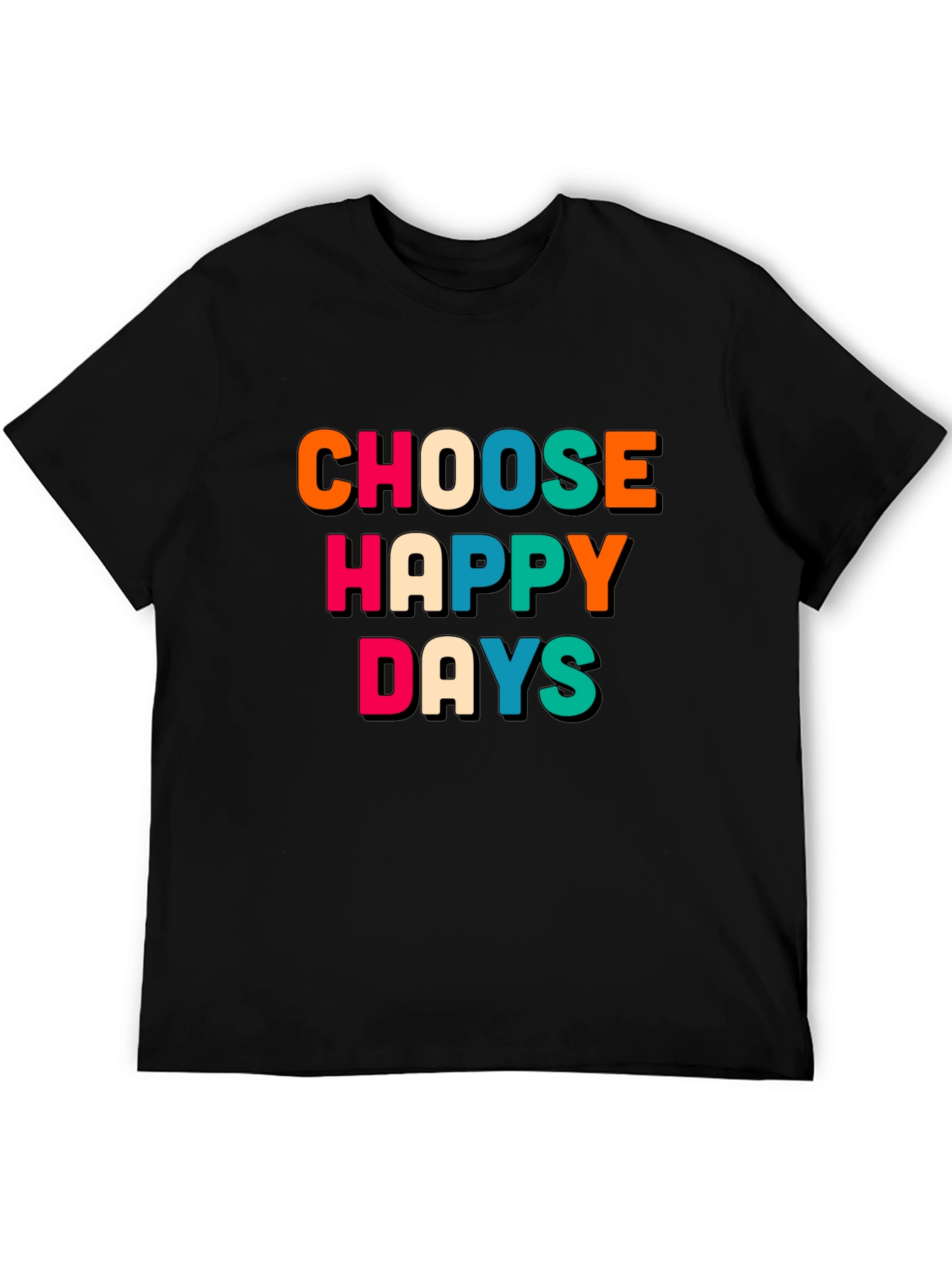 Black Choose Happy Days Graphic Tee - Retro Design view 5