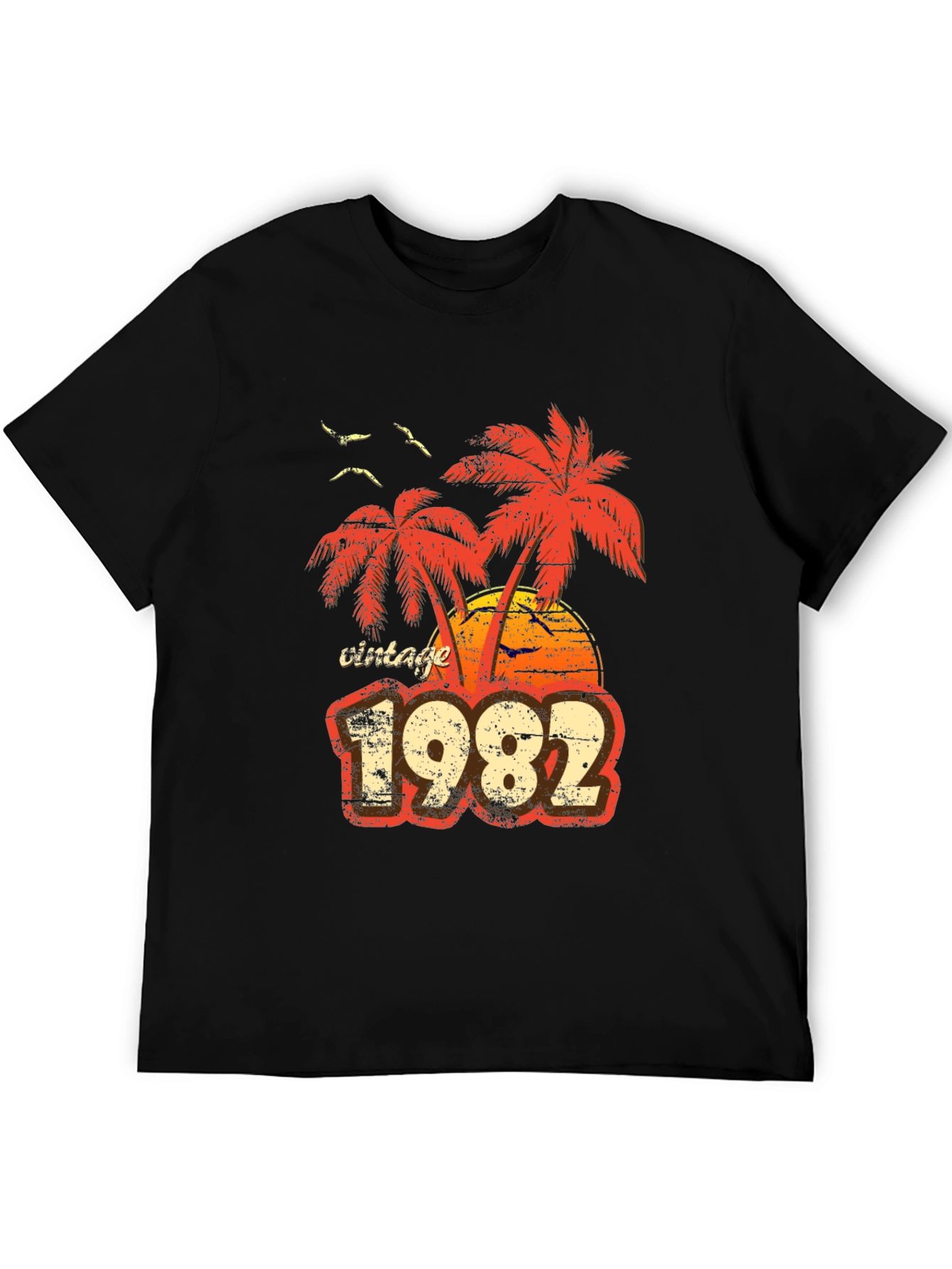 Black Vintage 1982 Palm Tree T-Shirt Retro Style view 5