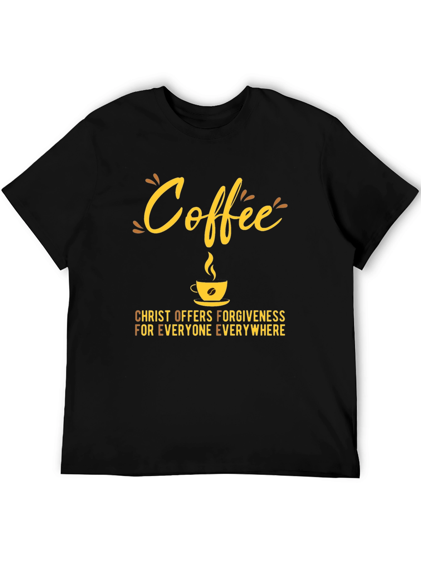 Black Coffee Christ Offers Forgiveness T-Shirt view 5