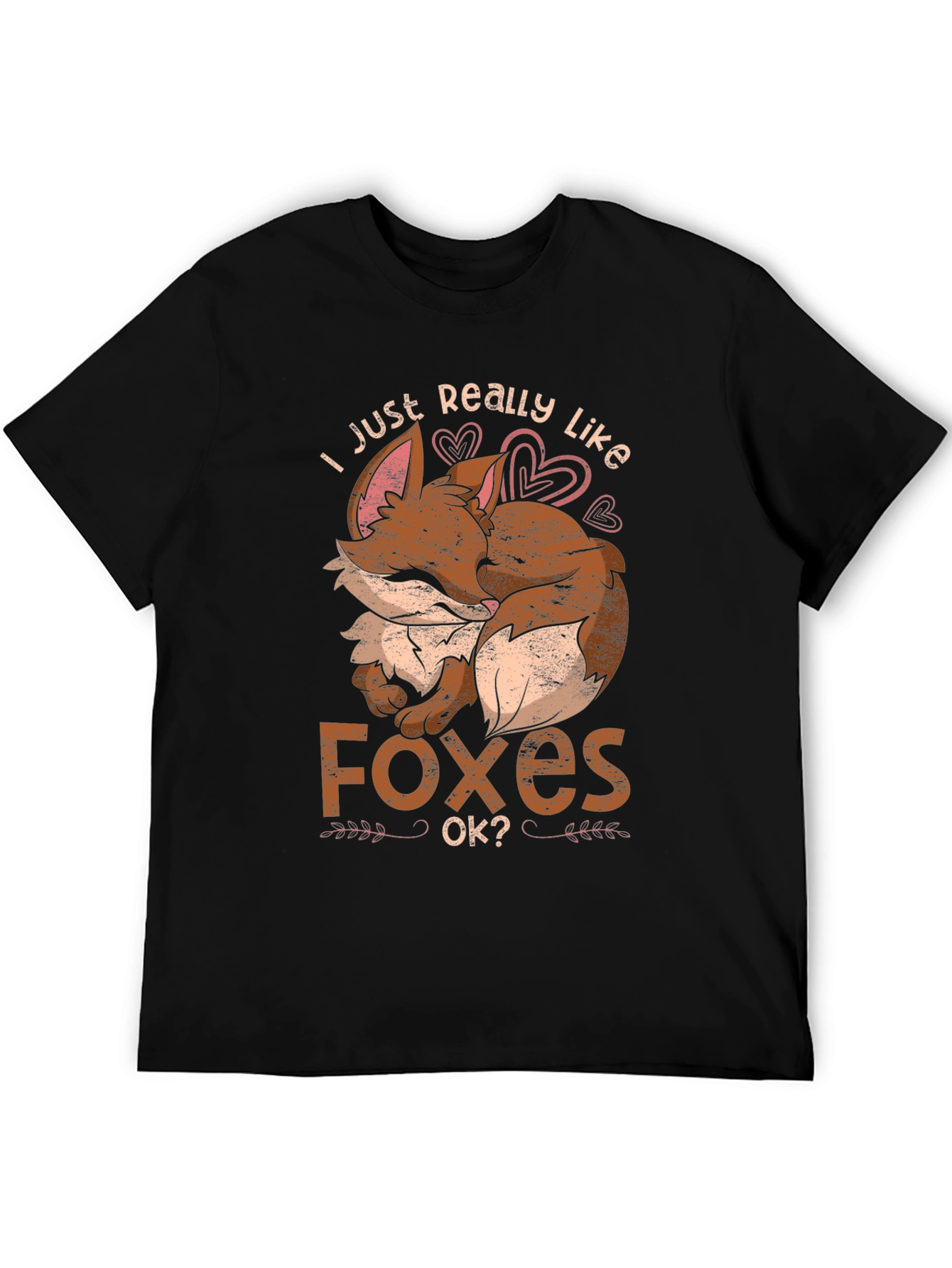 Black I Just Really Like Foxes Ok? T-Shirt view 5