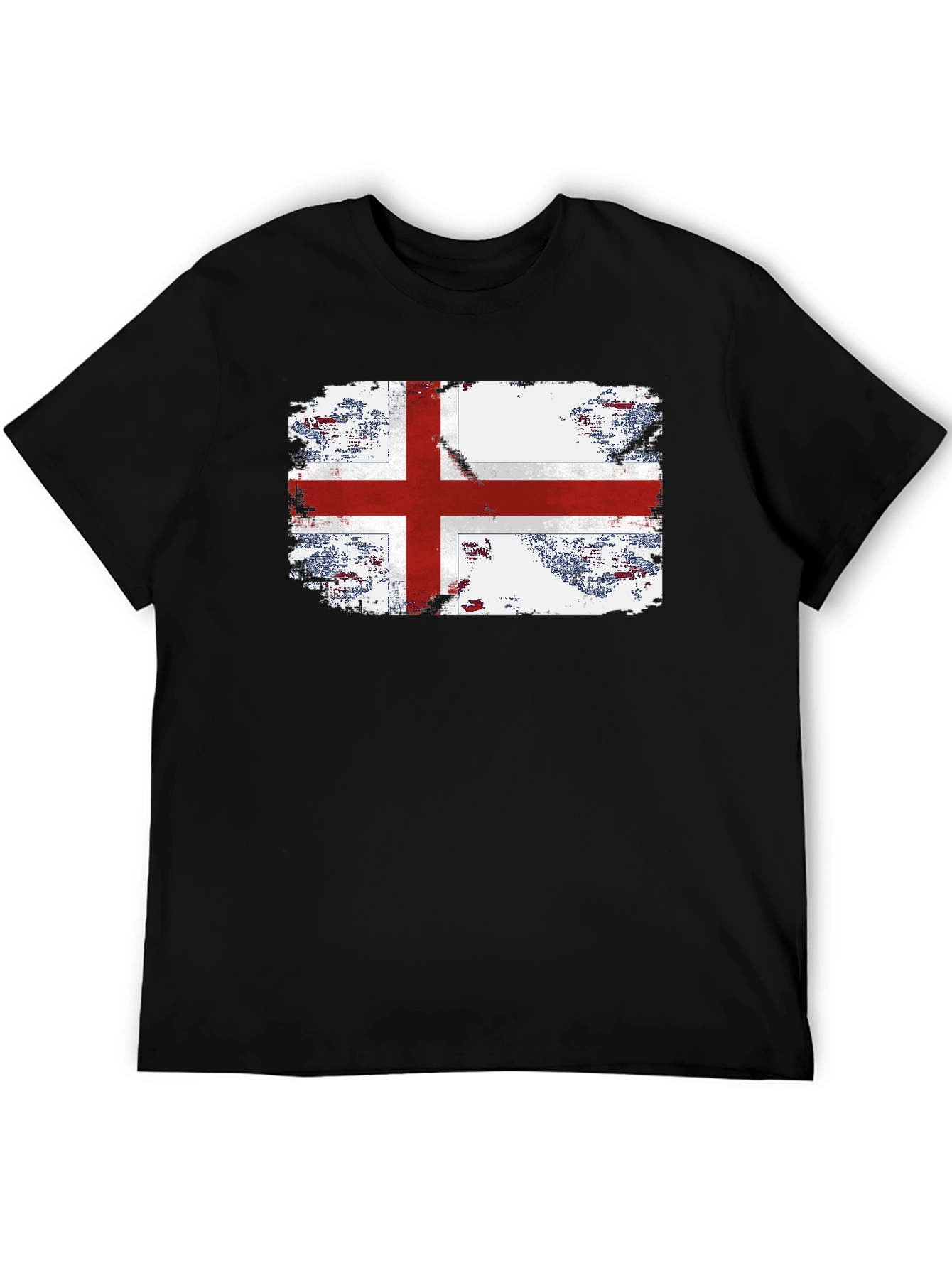 Black England Flag Grunge Graphic T-Shirt view 5