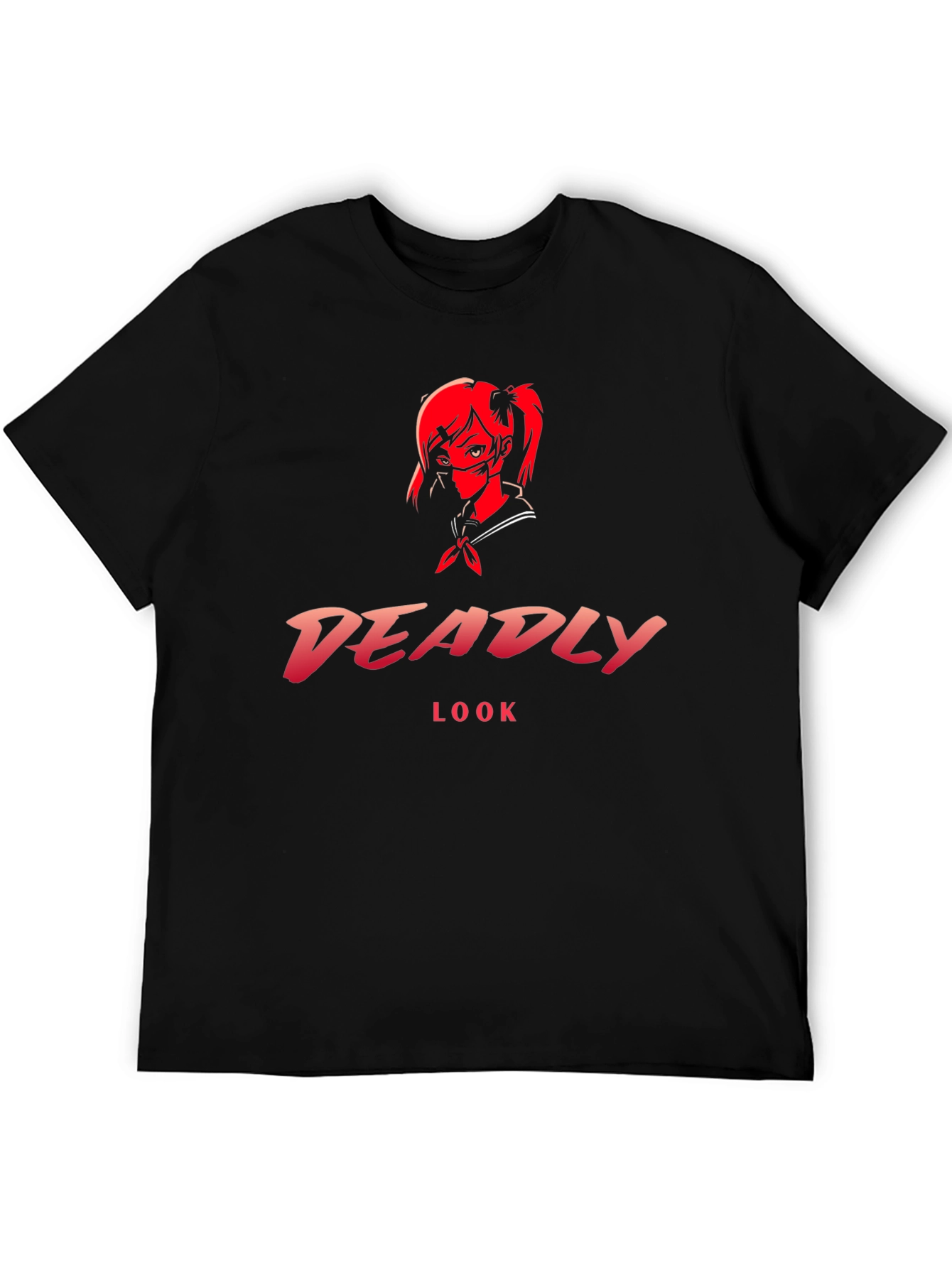 Black Deadly Look Graphic Tee - Anime Style T-Shirt view 5
