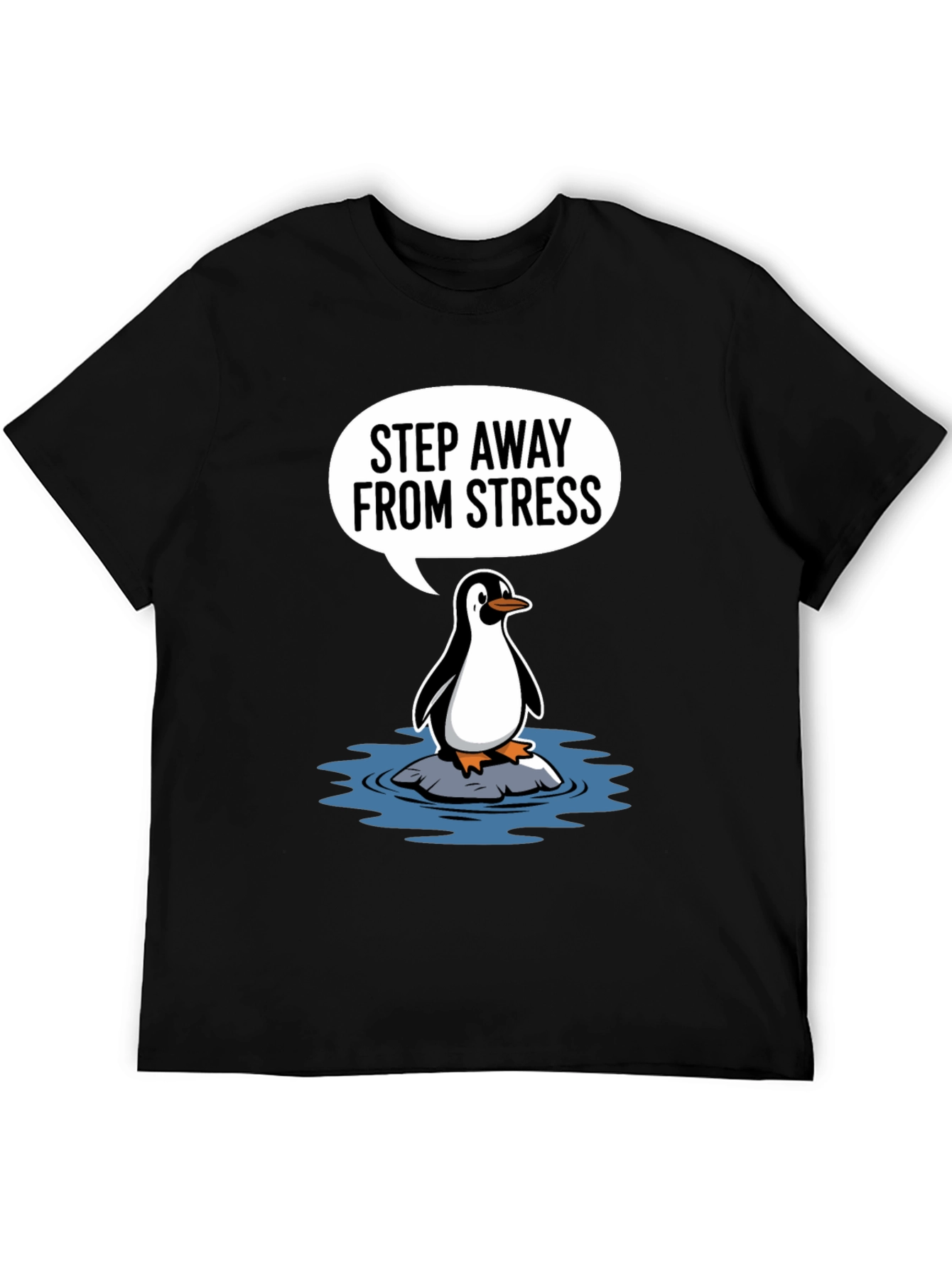 Black Step Away From Stress Penguin Graphic Tee view 5