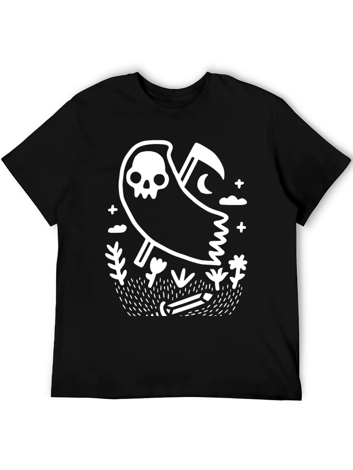 Black Grim Reaper Graphic T-Shirt - Black Cotton Tee view 5